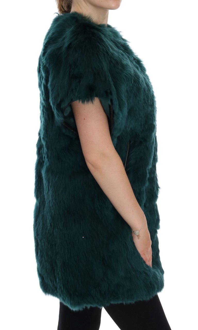 Dolce & Gabbana Exquisite Green Alpaca Fur Long Vest - Sandy Store ByNet
