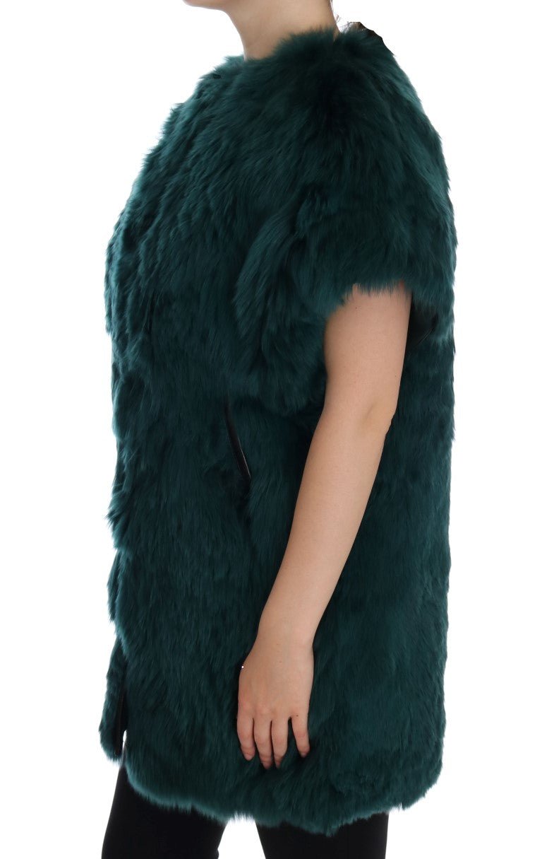 Dolce & Gabbana Exquisite Green Alpaca Fur Long Vest - Sandy Store ByNet