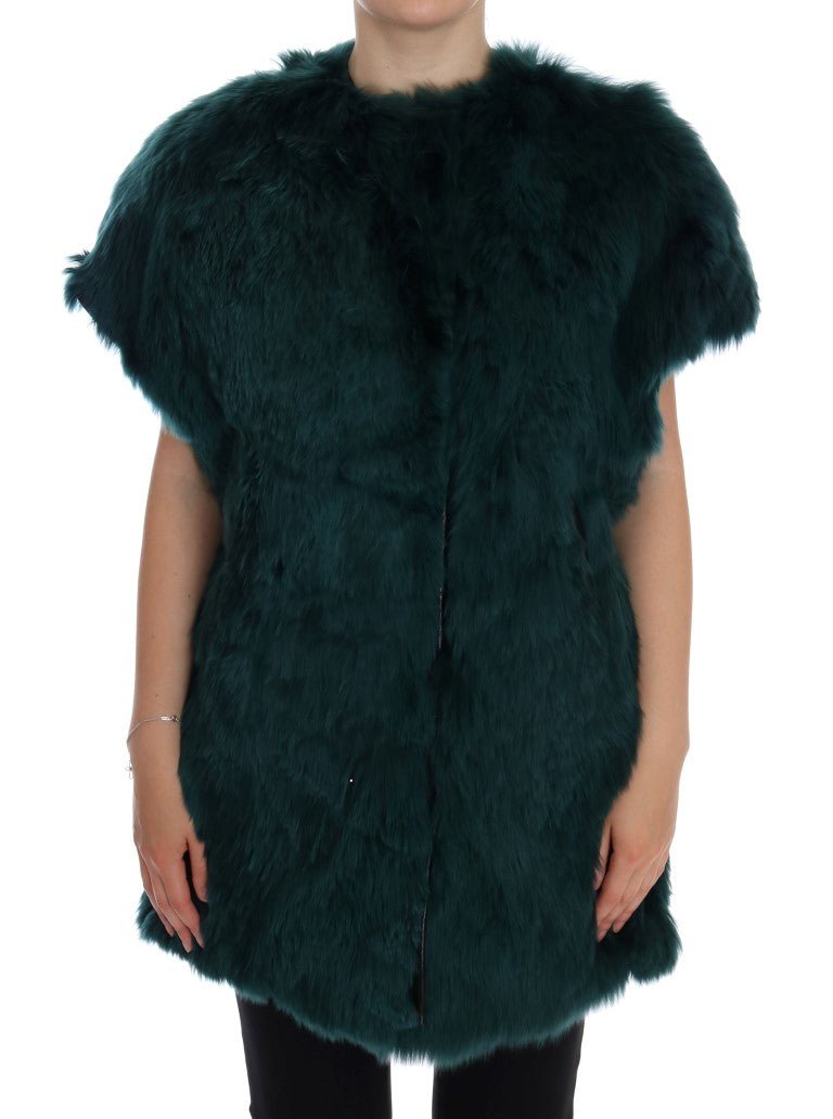 Dolce & Gabbana Exquisite Green Alpaca Fur Long Vest - Sandy Store ByNet