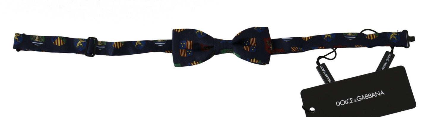 Dolce & Gabbana Exquisite Silk Bow Tie in Blue Flags Print - Sandy Store ByNet
