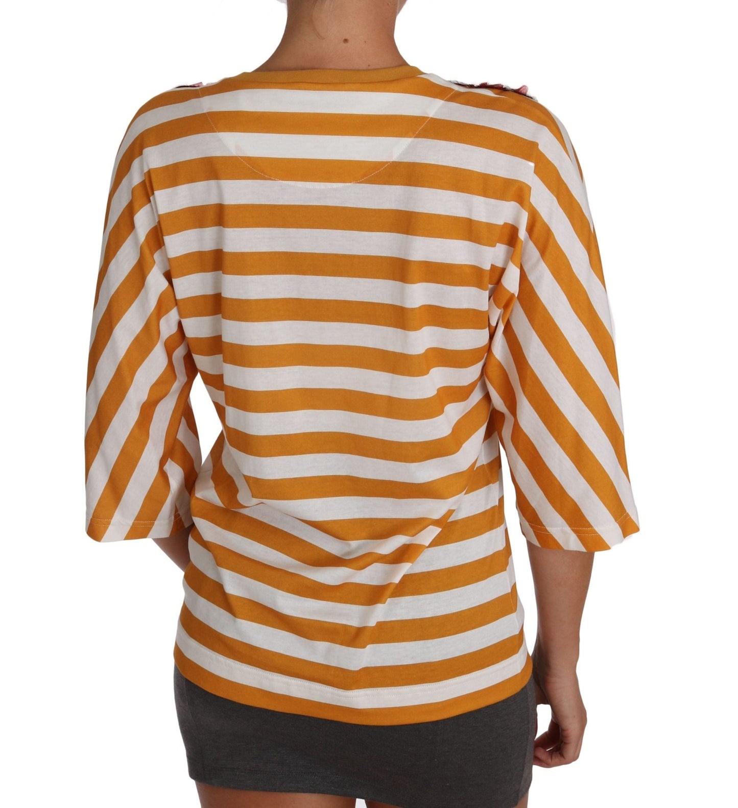Dolce & Gabbana FIRENZE Sequined Blouse in Orange and White - Sandy Store ByNet