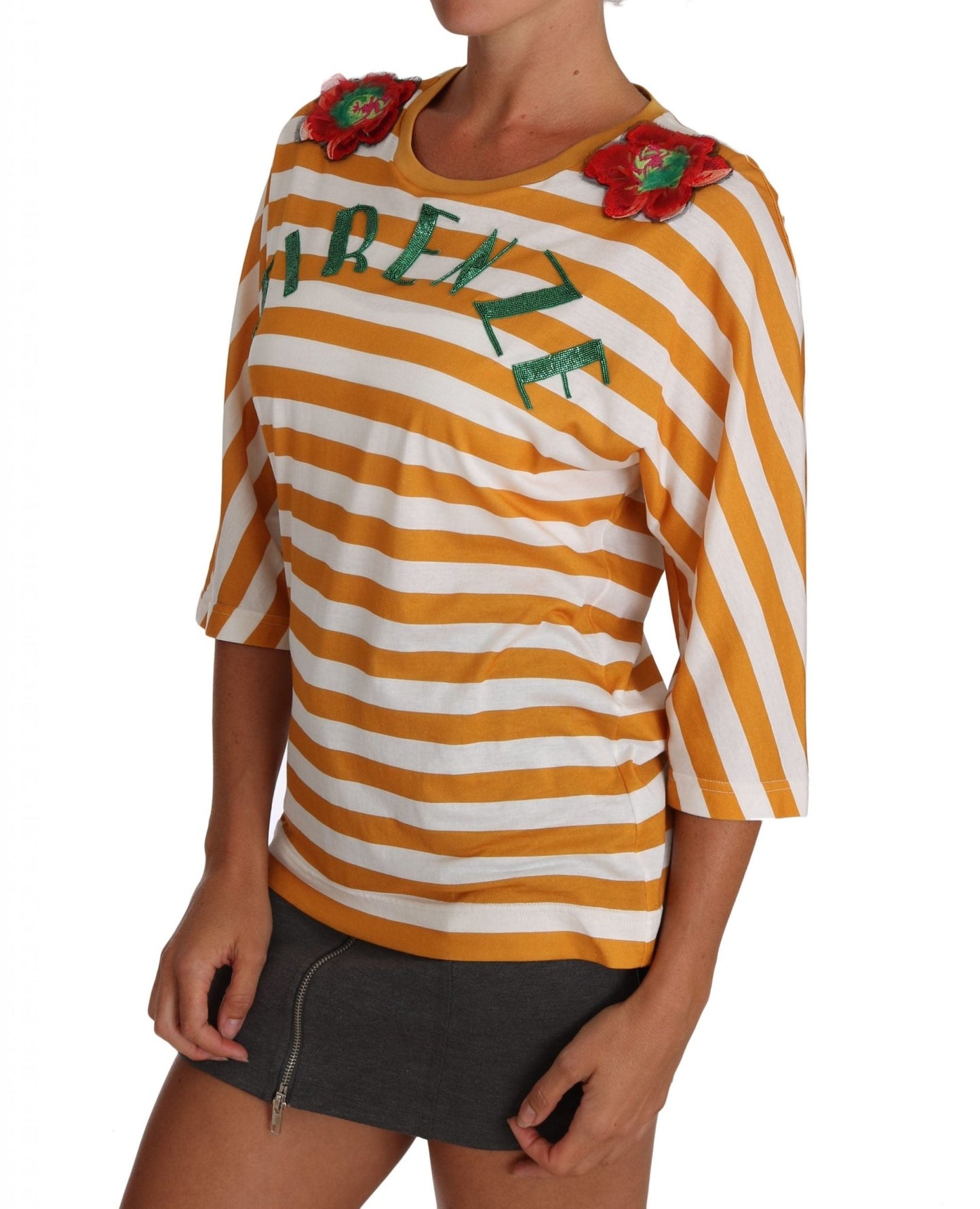 Dolce & Gabbana FIRENZE Sequined Blouse in Orange and White - Sandy Store ByNet