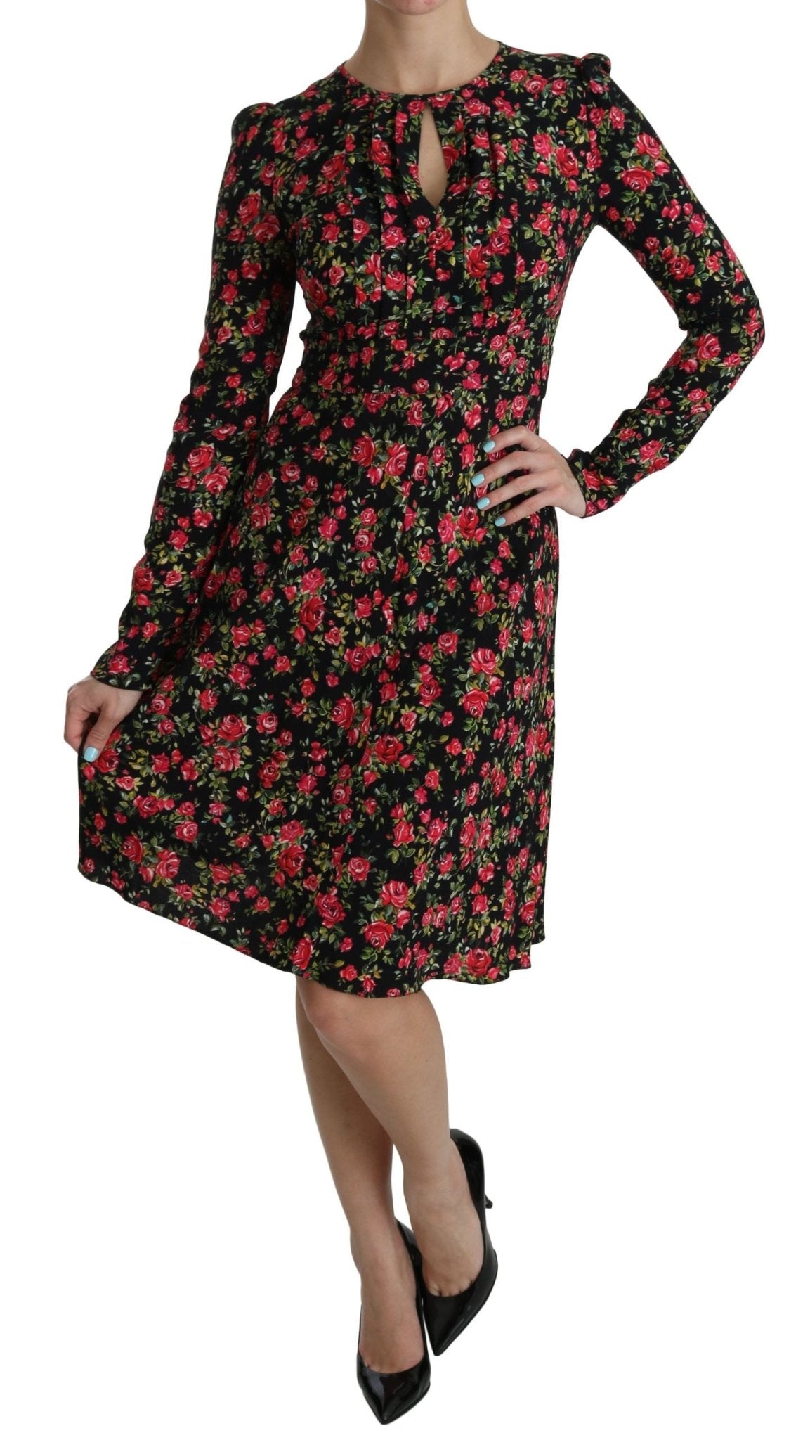 Dolce & Gabbana Floral A - Line Viscose Knee Length Dress - Sandy Store ByNet