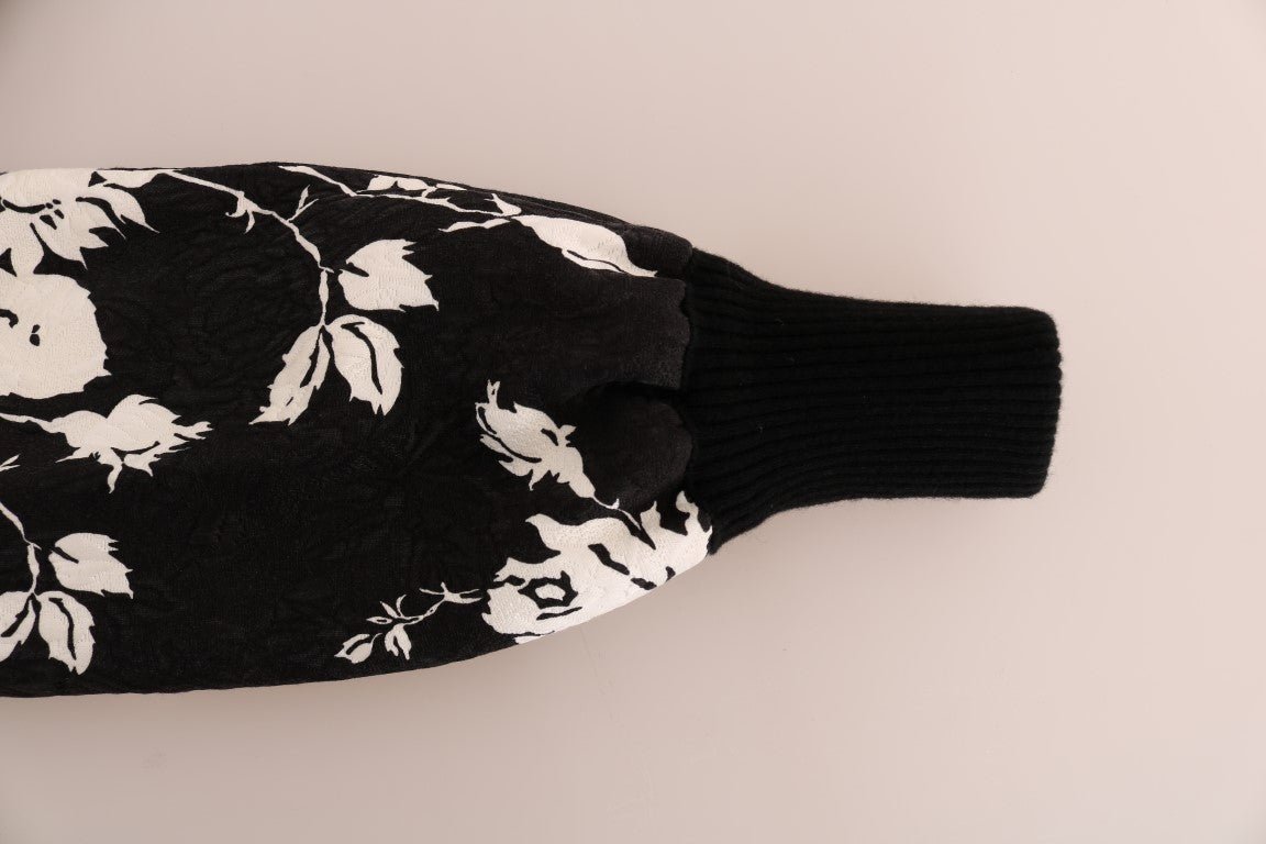 Dolce & Gabbana Floral Brocade Black Fur Sweater - Sandy Store ByNet