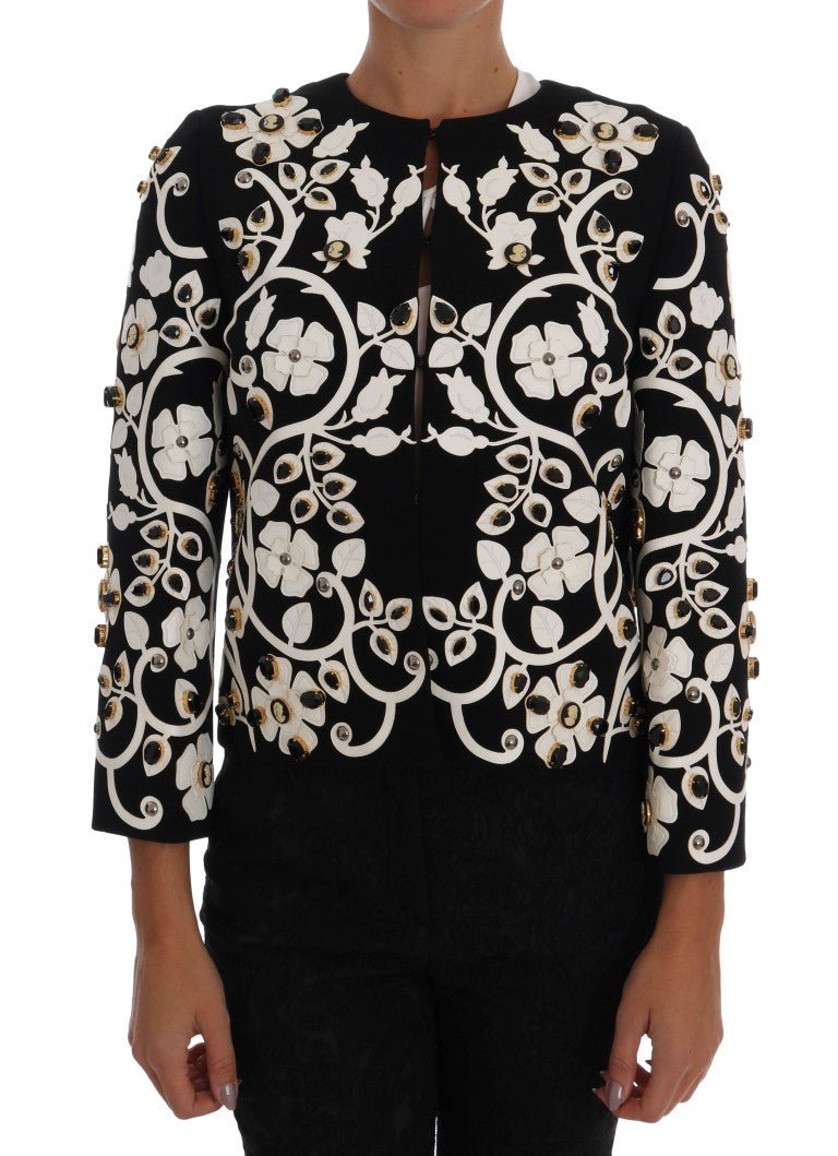 Dolce & Gabbana Floral Embroidered Crystal Wool Coat Jacket - Sandy Store ByNet