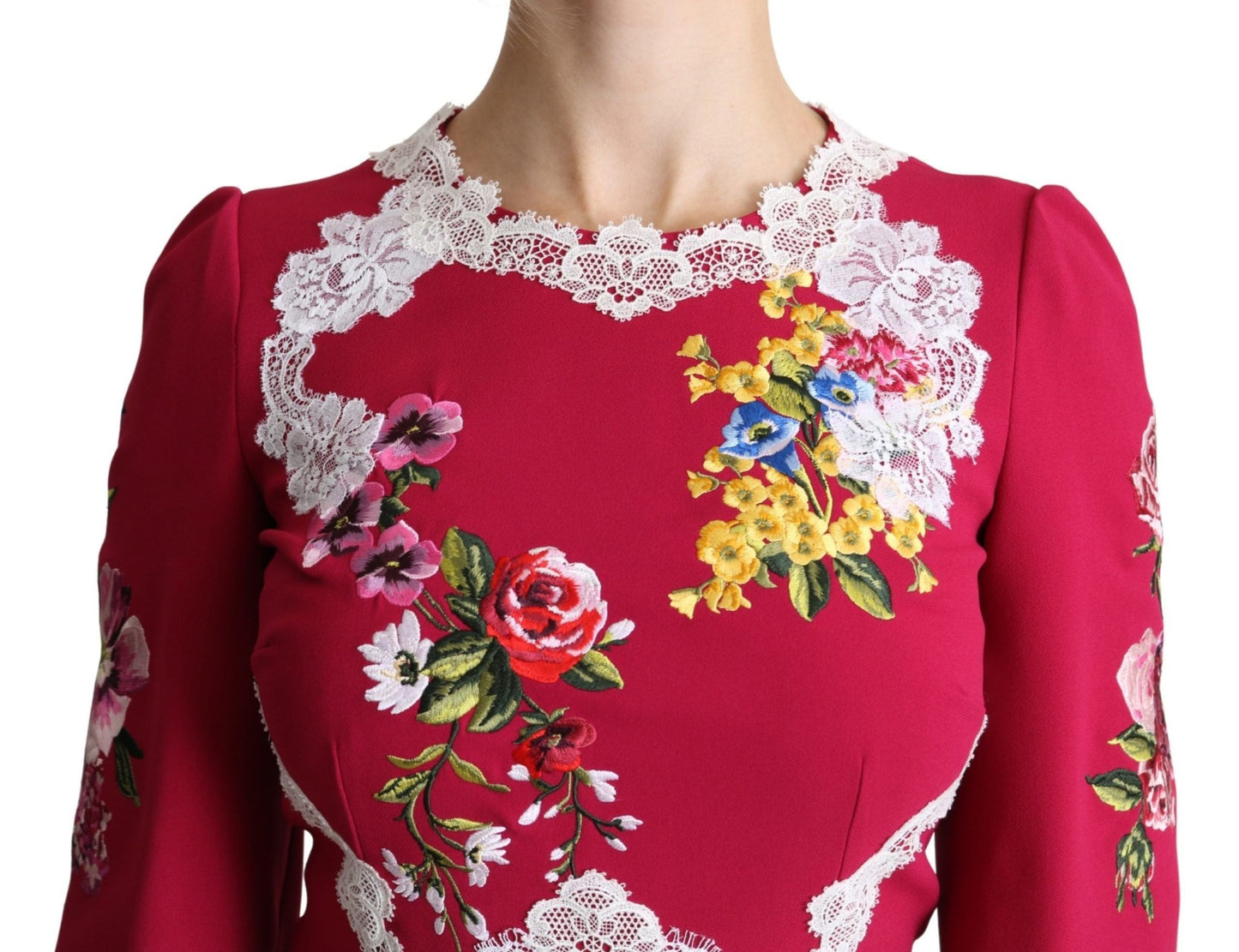 Dolce & Gabbana Floral Embroidered Sheath Midi Dress - Sandy Store ByNet