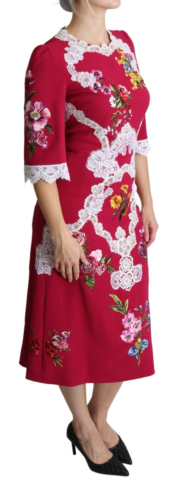 Dolce & Gabbana Floral Embroidered Sheath Midi Dress - Sandy Store ByNet