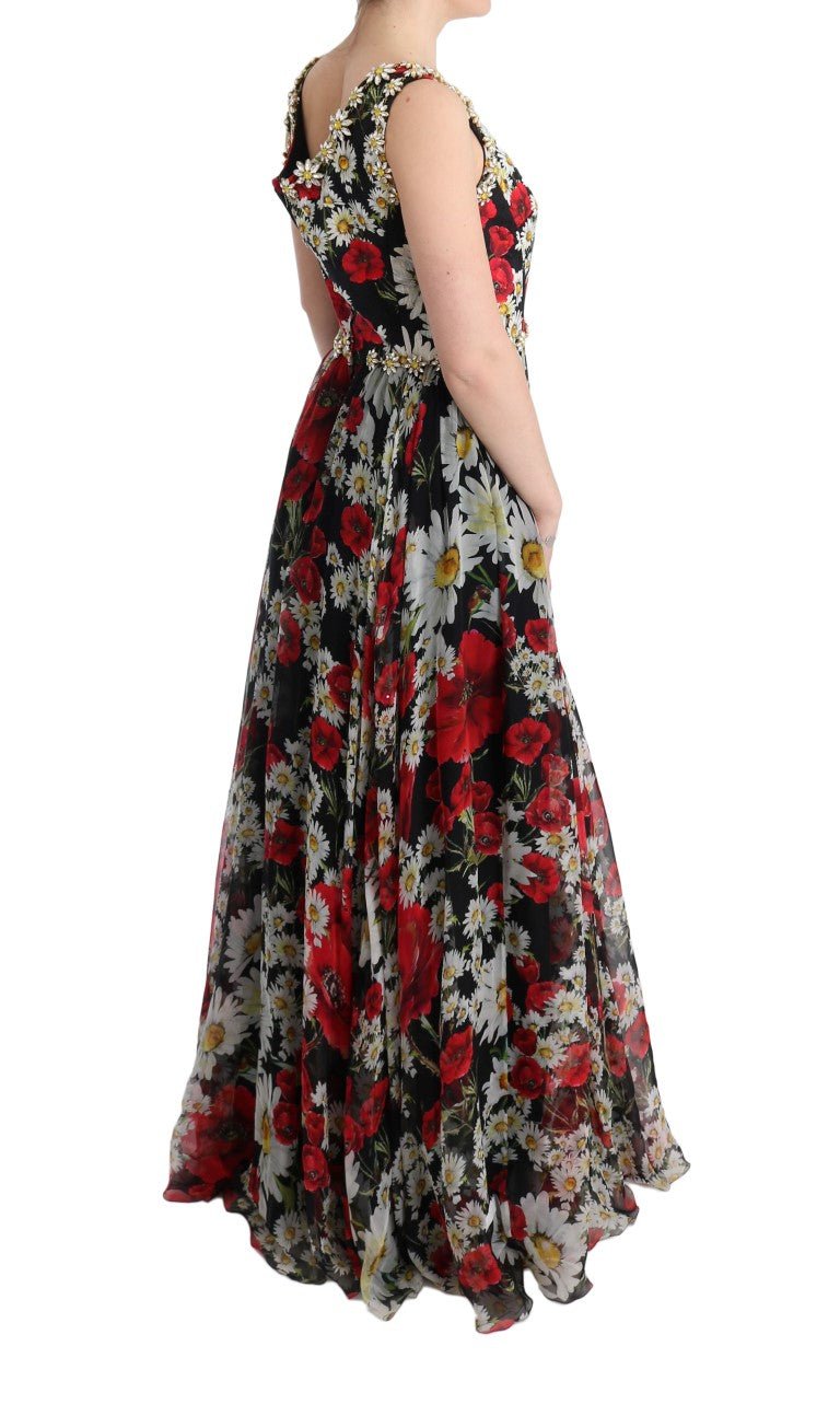 Dolce & Gabbana Floral Maxi Gown with Sunflower Print and Crystals - Sandy Store ByNet