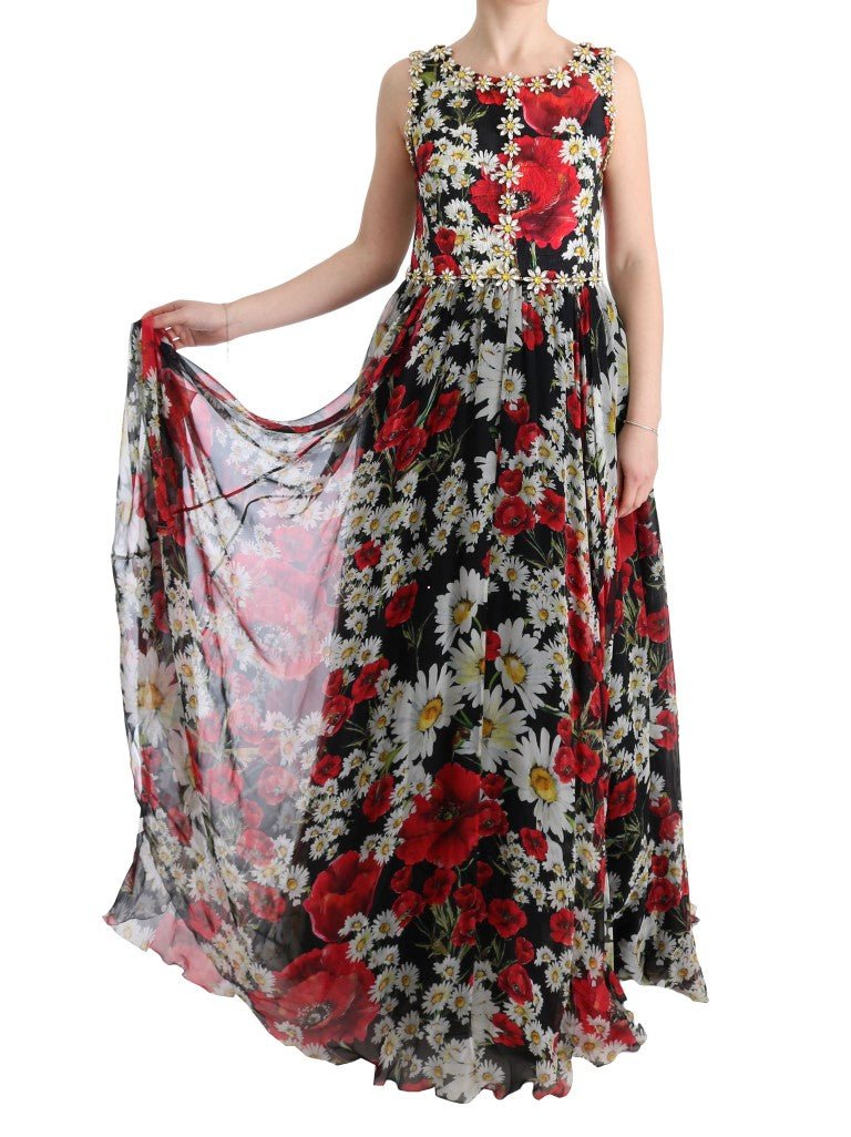 Dolce & Gabbana Floral Maxi Gown with Sunflower Print and Crystals - Sandy Store ByNet