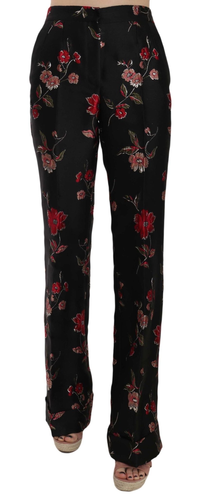 Dolce & Gabbana Floral Print Black Boot Cut Trouser Pants – IT38|XS par Dolce & Gabbana | Disponible sur Sandy Store ByNet
