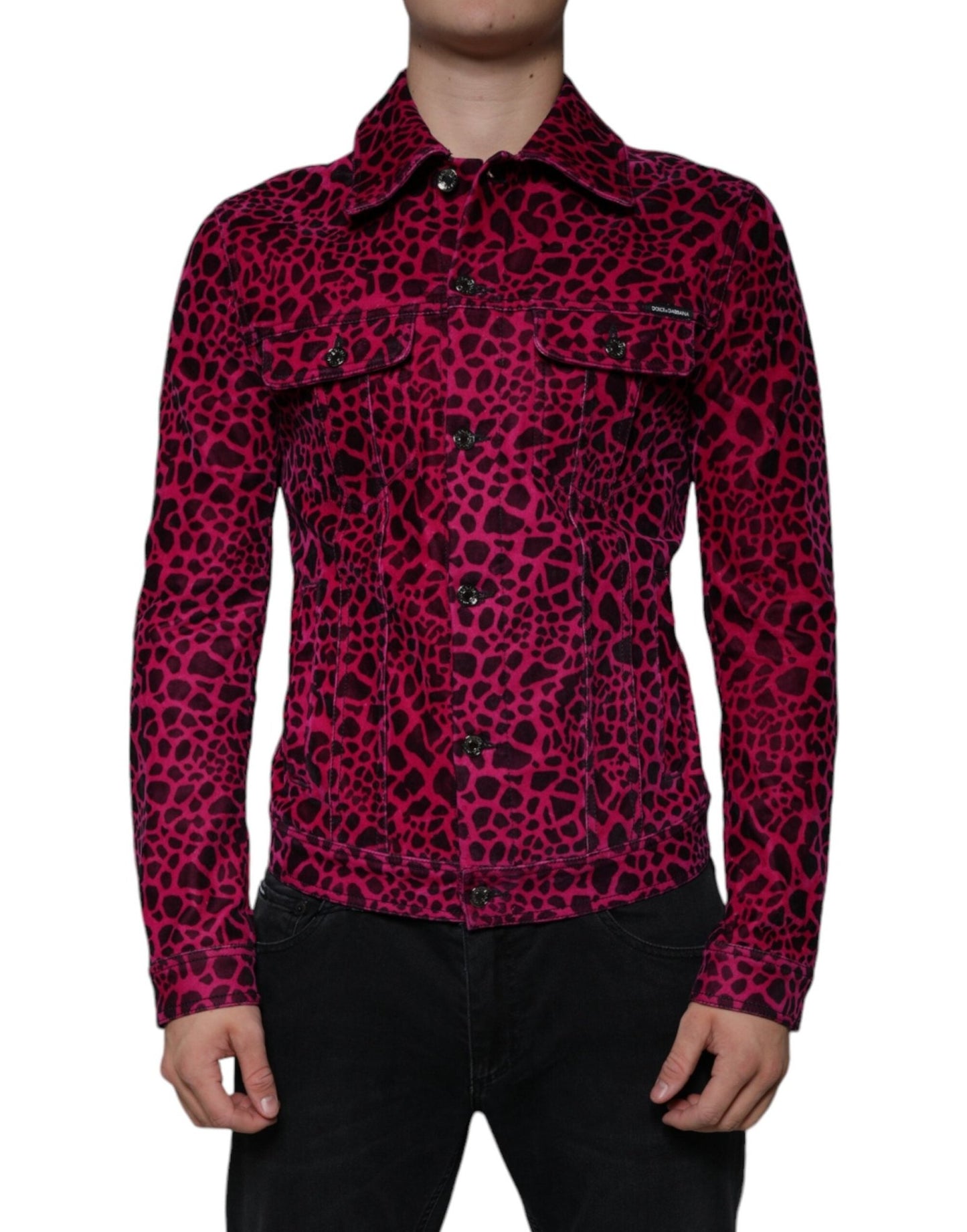 Dolce & Gabbana Fuchsia Leopard Button Down Collared Jacket – IT48 | M par Dolce & Gabbana | Disponible sur Sandy Store ByNet