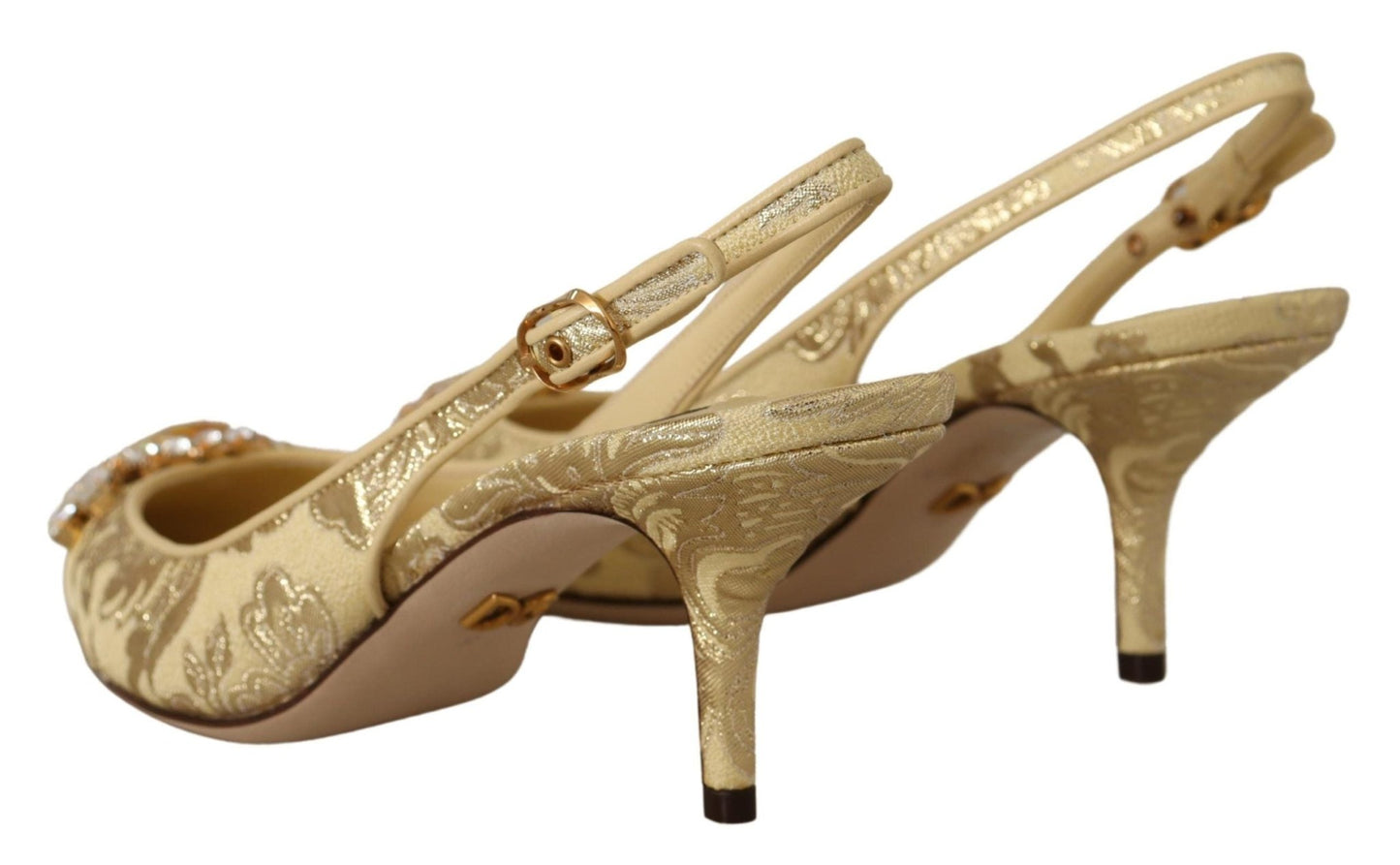 Dolce & Gabbana Gleaming Gold Crystal Slingback Heels - Sandy Store ByNet