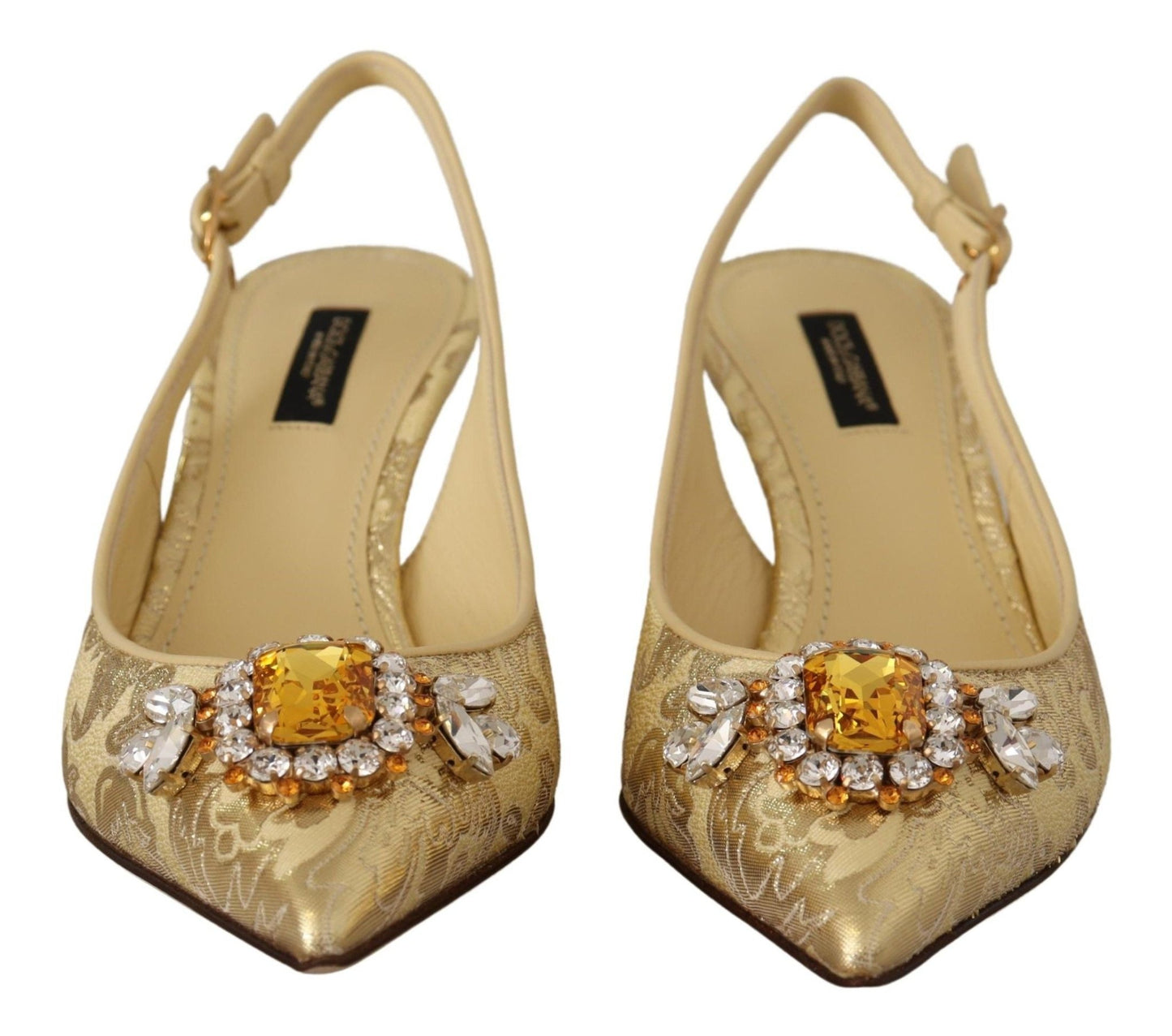 Dolce & Gabbana Gleaming Gold Crystal Slingback Heels - Sandy Store ByNet