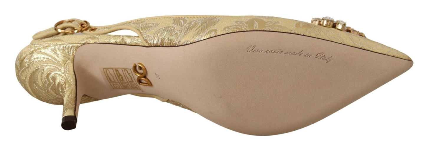 Dolce & Gabbana Gleaming Gold Crystal Slingback Heels - Sandy Store ByNet