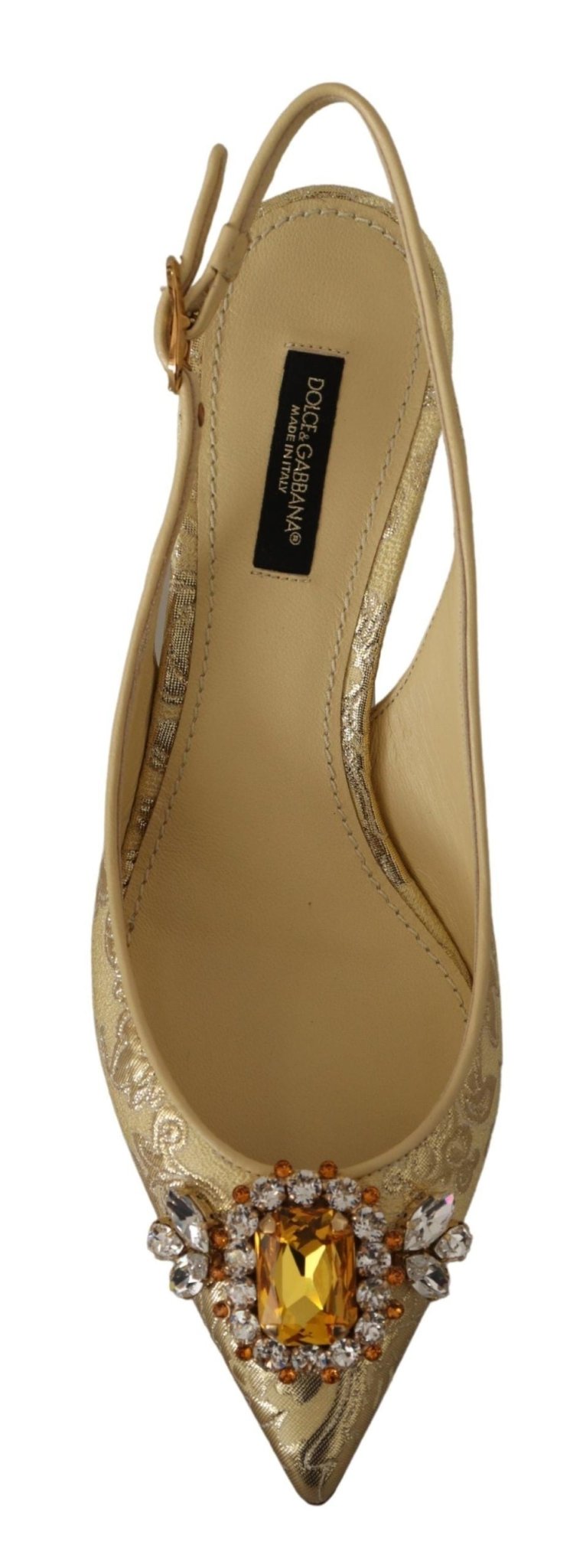 Dolce & Gabbana Gleaming Gold Crystal Slingback Heels - Sandy Store ByNet