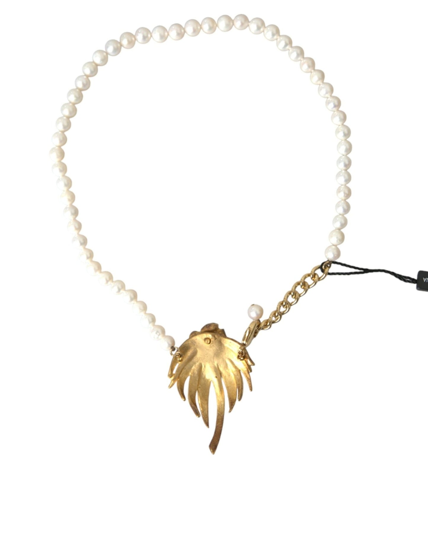 Dolce & Gabbana Gold Brass Crystal Pearl Tree Pendant Charm Necklace - Sandy Store ByNet