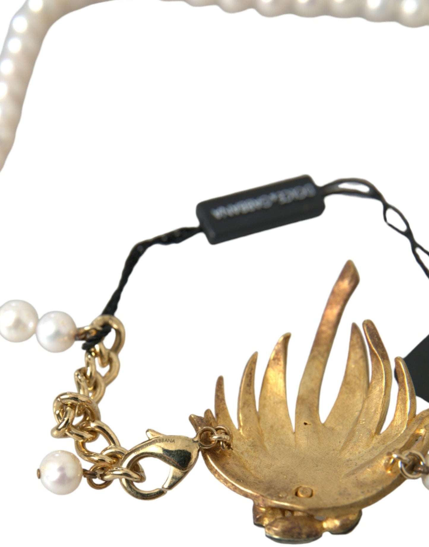 Dolce & Gabbana Gold Brass Crystal Pearl Tree Pendant Charm Necklace - Sandy Store ByNet