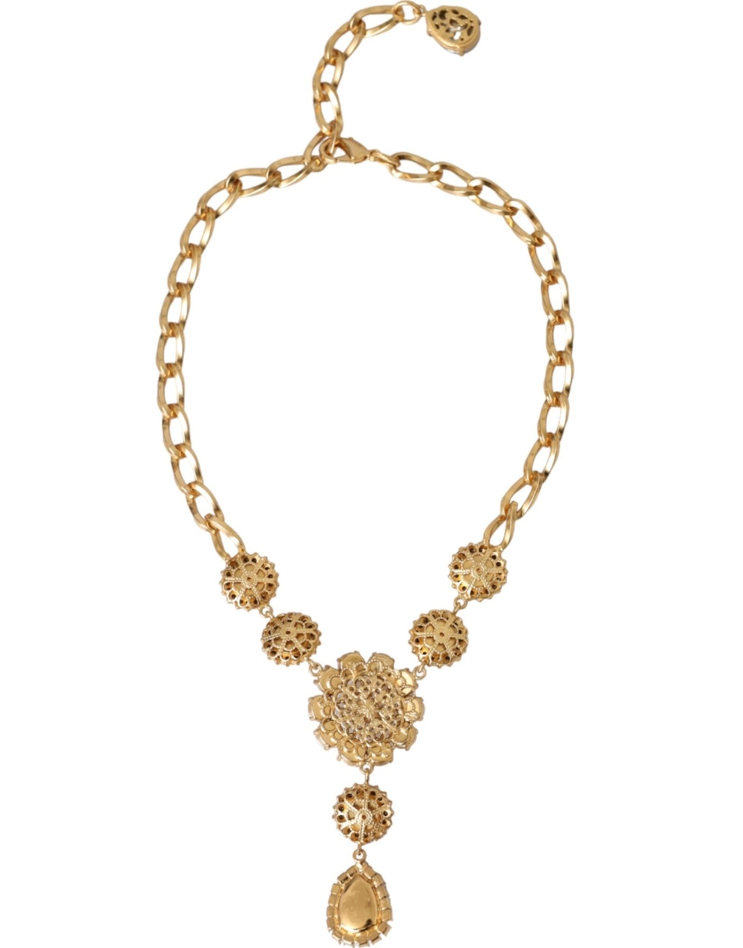 Dolce & Gabbana Gold Brass Crystal Purple Pink Pearl Pendants Necklace - Sandy Store ByNet