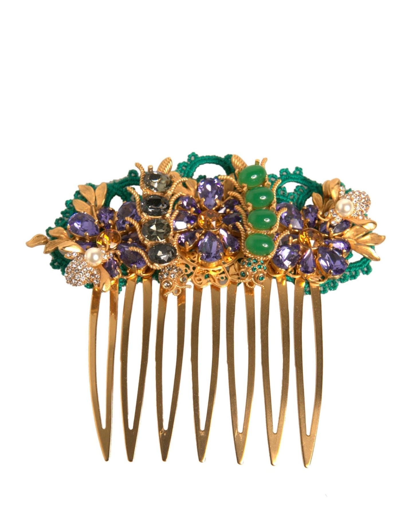 Dolce & Gabbana Gold Brass Crystals Hair Stick Comb – par Dolce & Gabbana | Disponible sur Sandy Store ByNet
