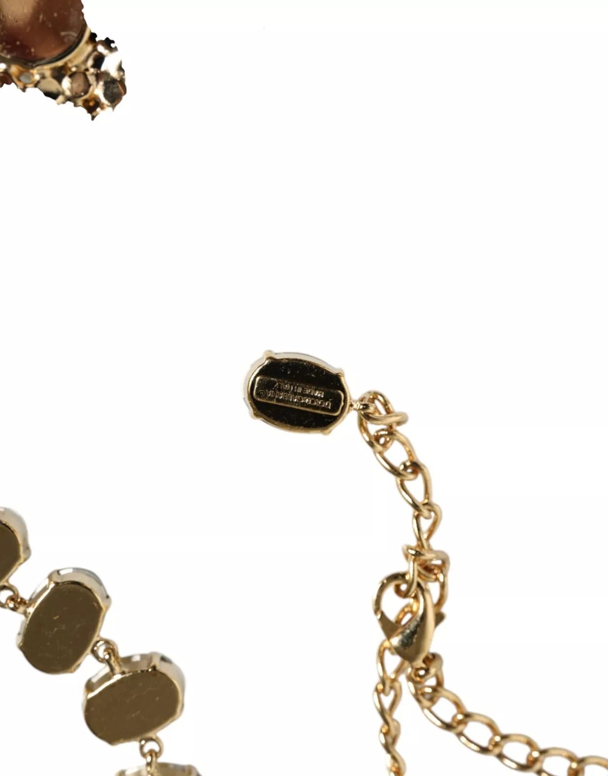 Dolce & Gabbana Gold Brass Link Chain Rose Petal Crystal Necklace – par Dolce & Gabbana | Disponible sur Sandy Store ByNet