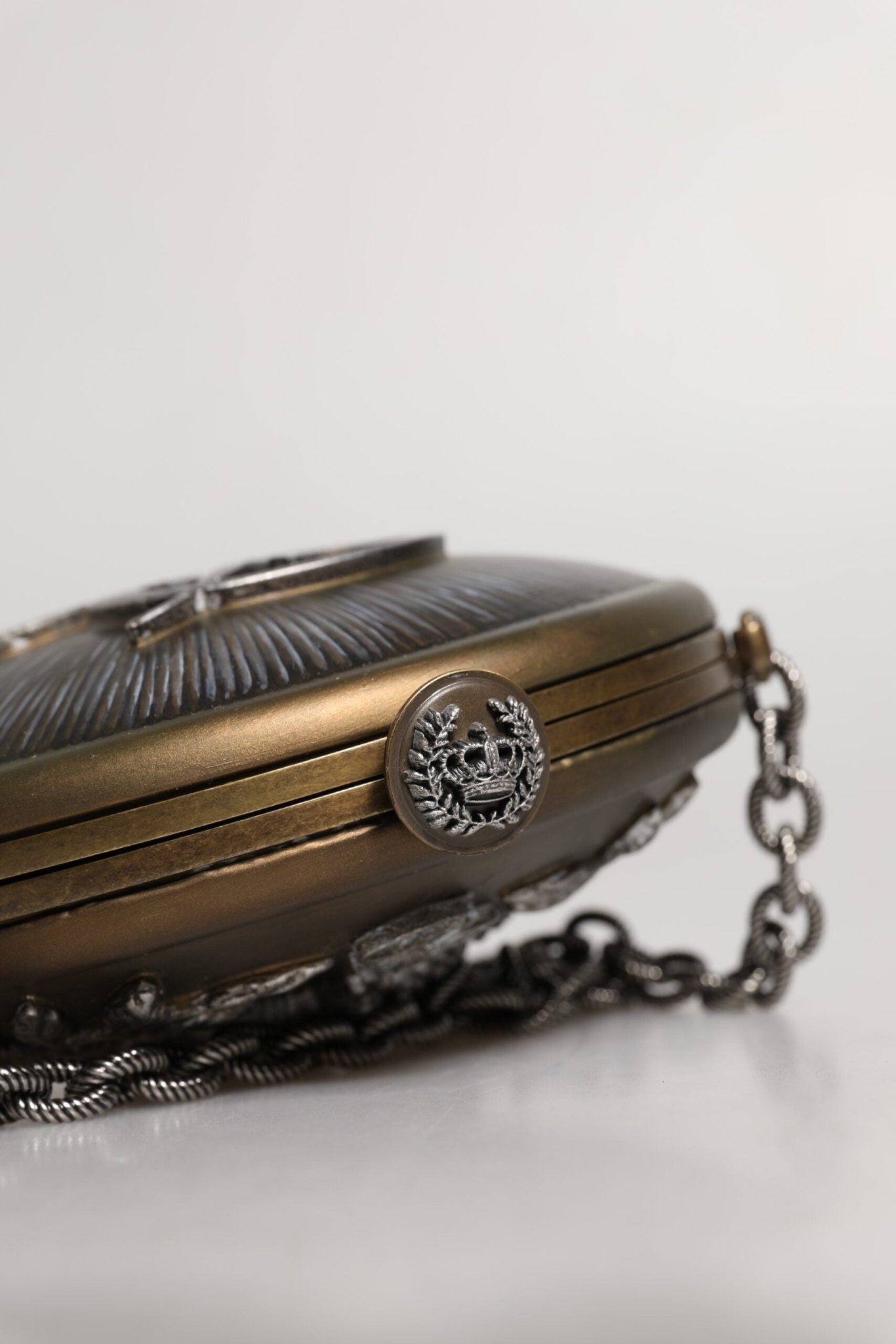 Dolce & Gabbana Gold Brass Metal DG Crown Clutch Crossbody Bag - Sandy Store ByNet