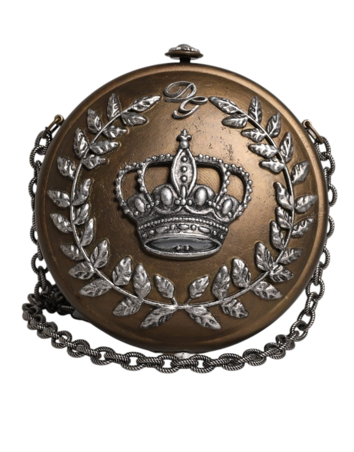 Dolce & Gabbana Gold Brass Metal DG Crown Clutch Crossbody Bag - Sandy Store ByNet