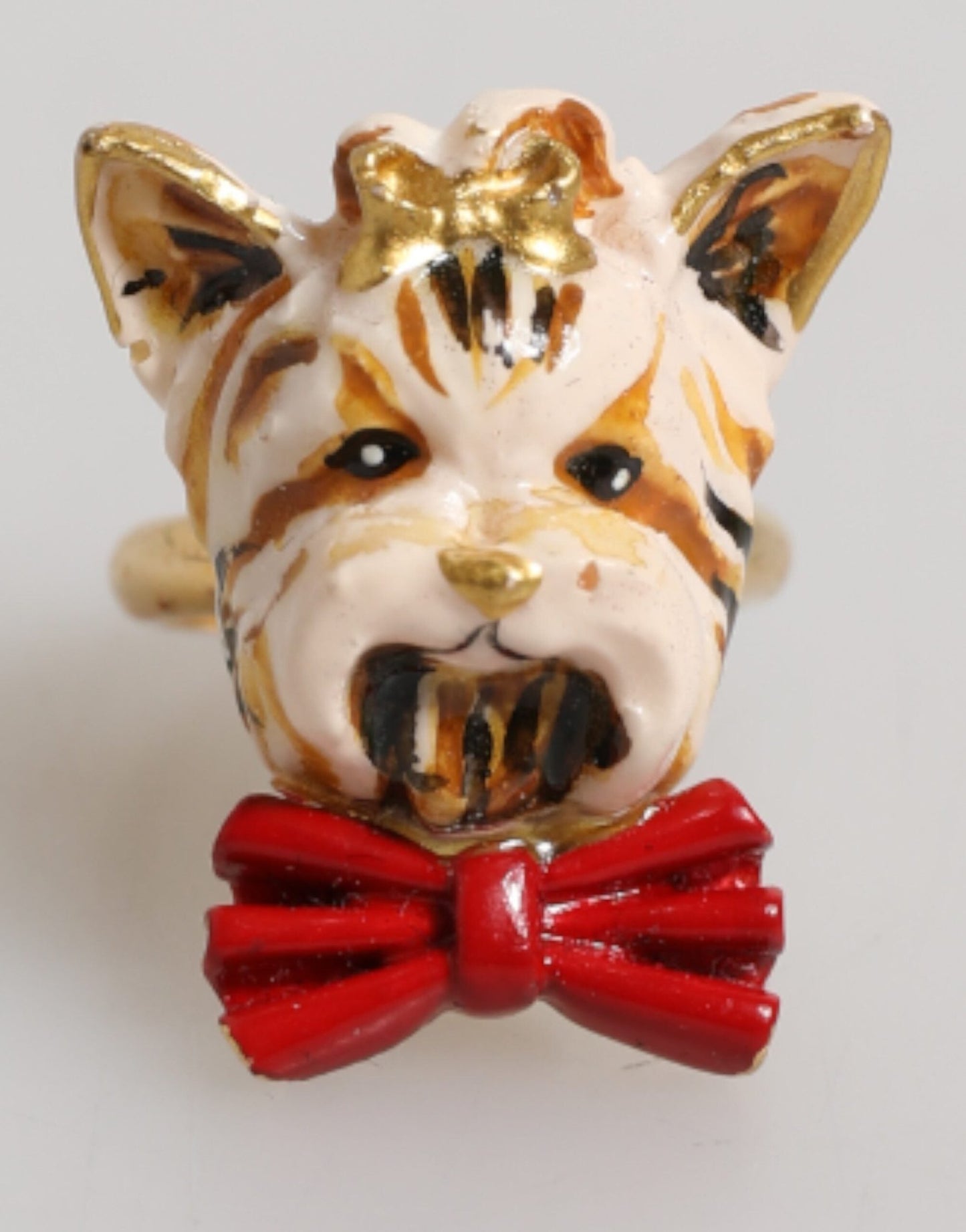Dolce & Gabbana Gold Brass Resin Beige Dog Pet Accessory Ring – EU51 | US5,5 par Dolce & Gabbana | Disponible sur Sandy Store ByNet
