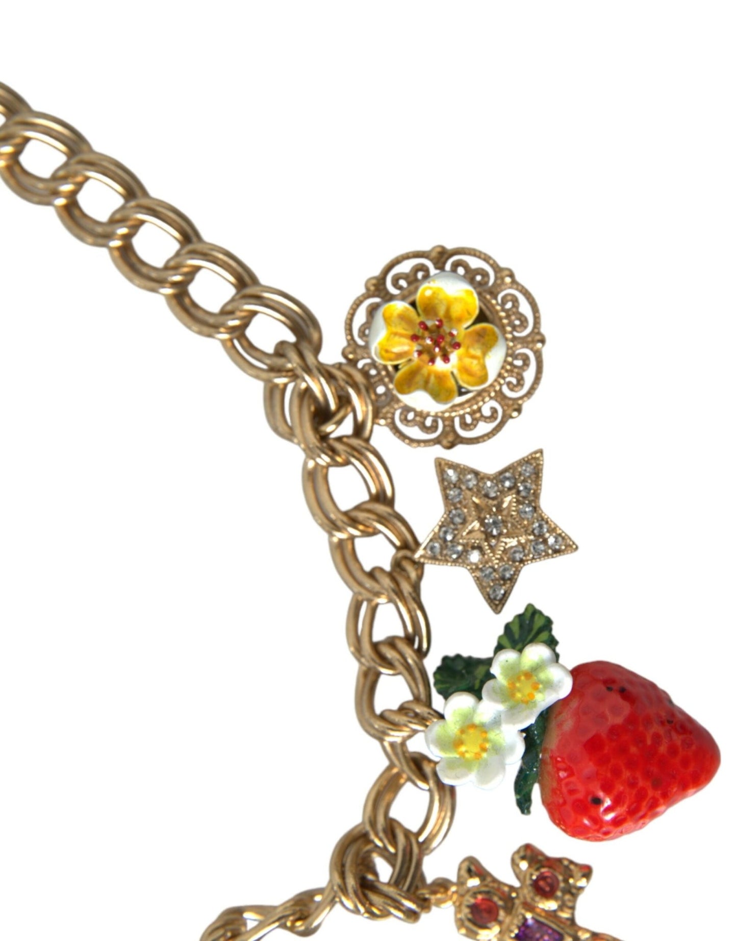 Dolce & Gabbana Gold Chain Rose Cross Strawberry Star Pendant Necklace - Sandy Store ByNet