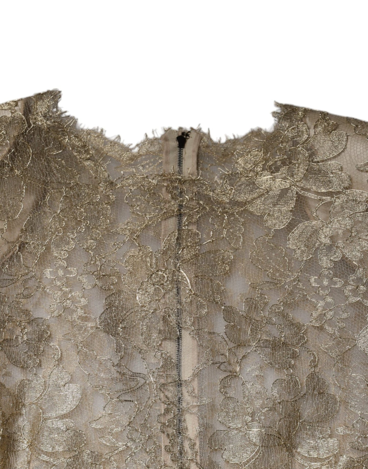Dolce & Gabbana Gold Floral Lace A - line Sheath Mini Dress - Sandy Store ByNet