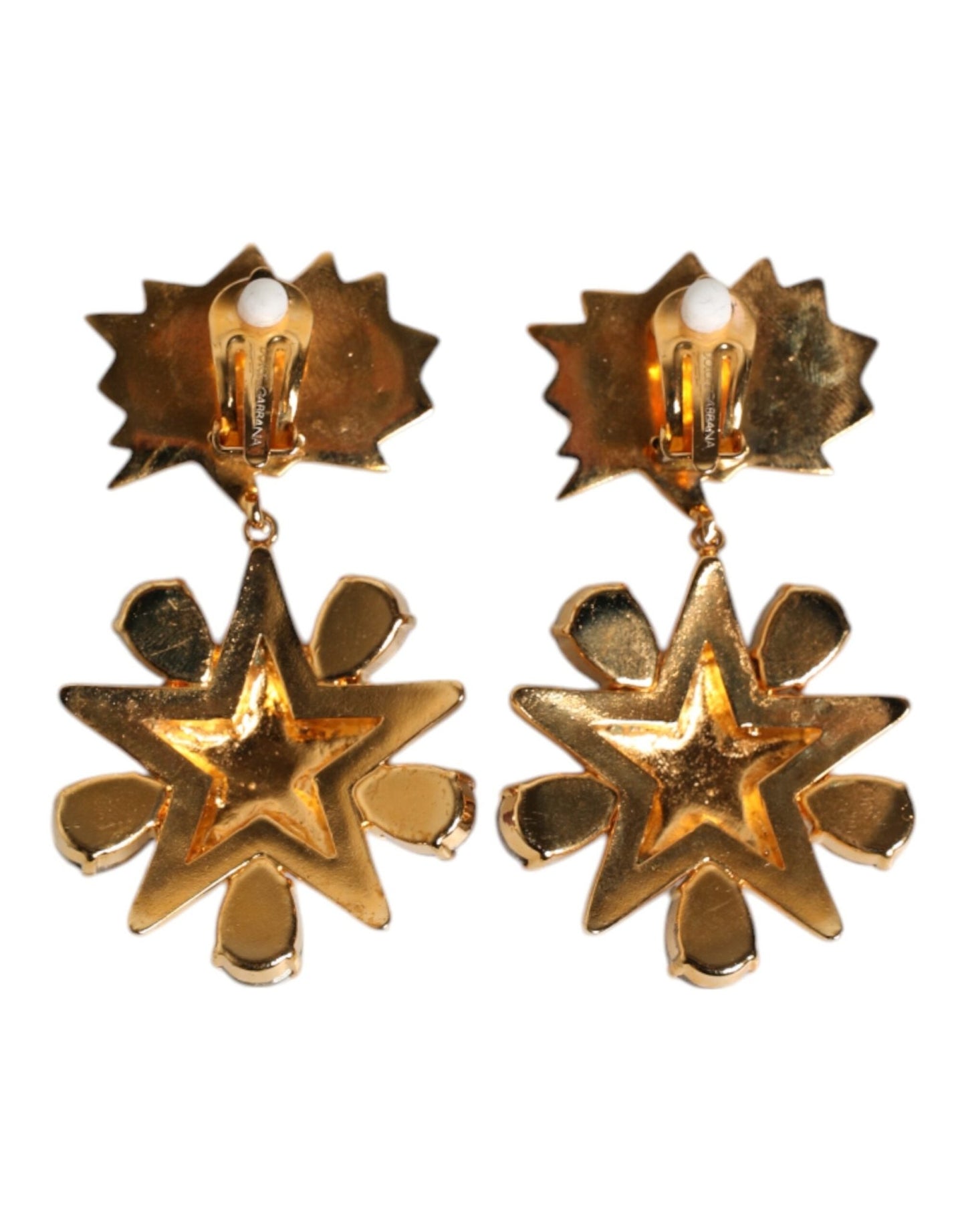Dolce & Gabbana Gold Star - Shaped Sparkling Red Crystals Clip On Earrings - Sandy Store ByNet