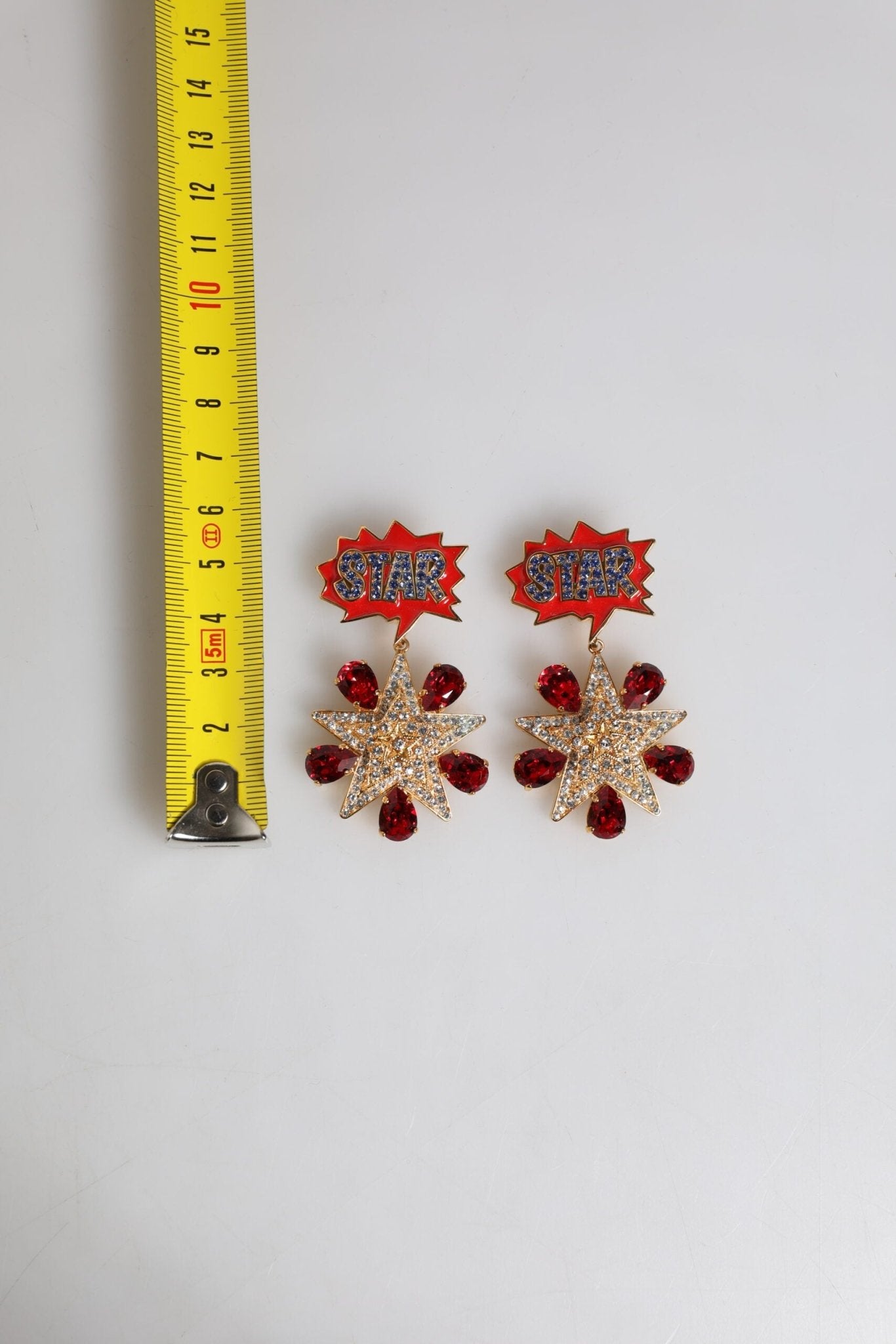 Dolce & Gabbana Gold Star - Shaped Sparkling Red Crystals Clip On Earrings - Sandy Store ByNet