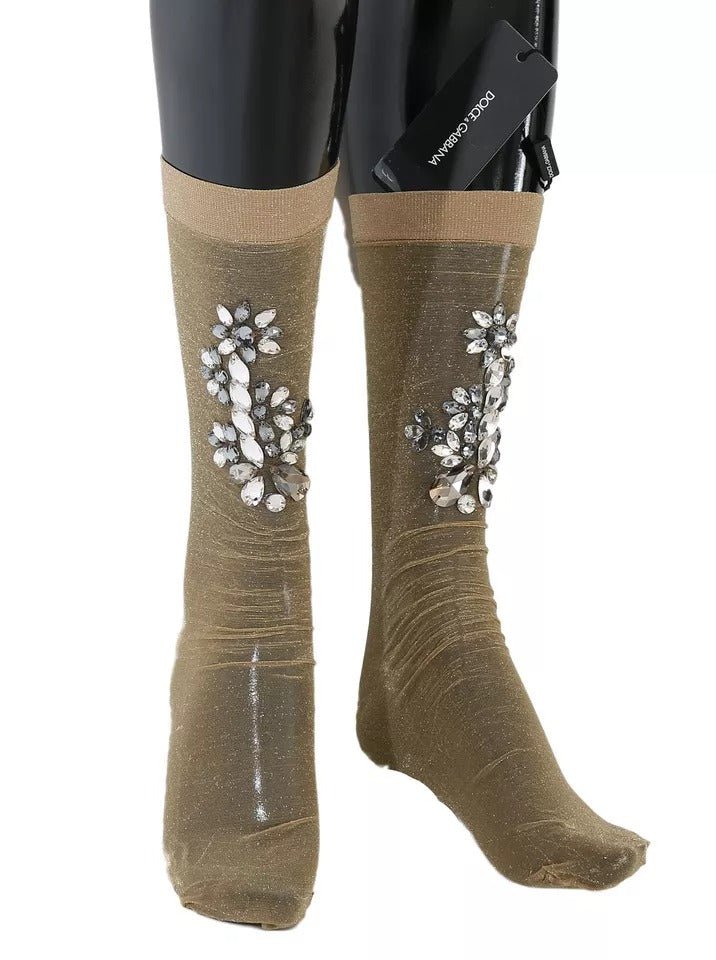 Dolce & Gabbana Gold Stretch Floral Clear Crystal Stocking Socks – M par Dolce & Gabbana | Disponible sur Sandy Store ByNet