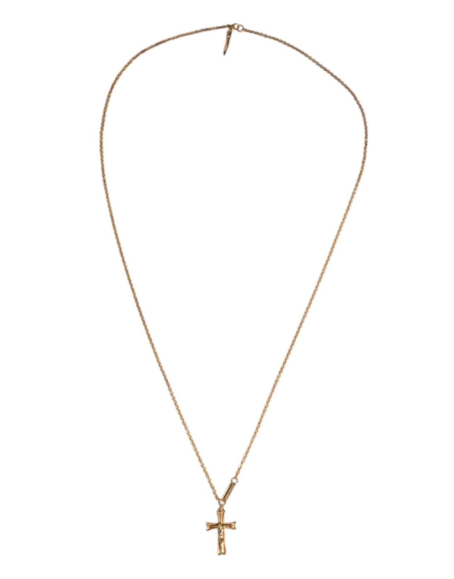 Dolce & Gabbana Gold Tone Brass Chain Religious Cross Pendant Necklace - Sandy Store ByNet