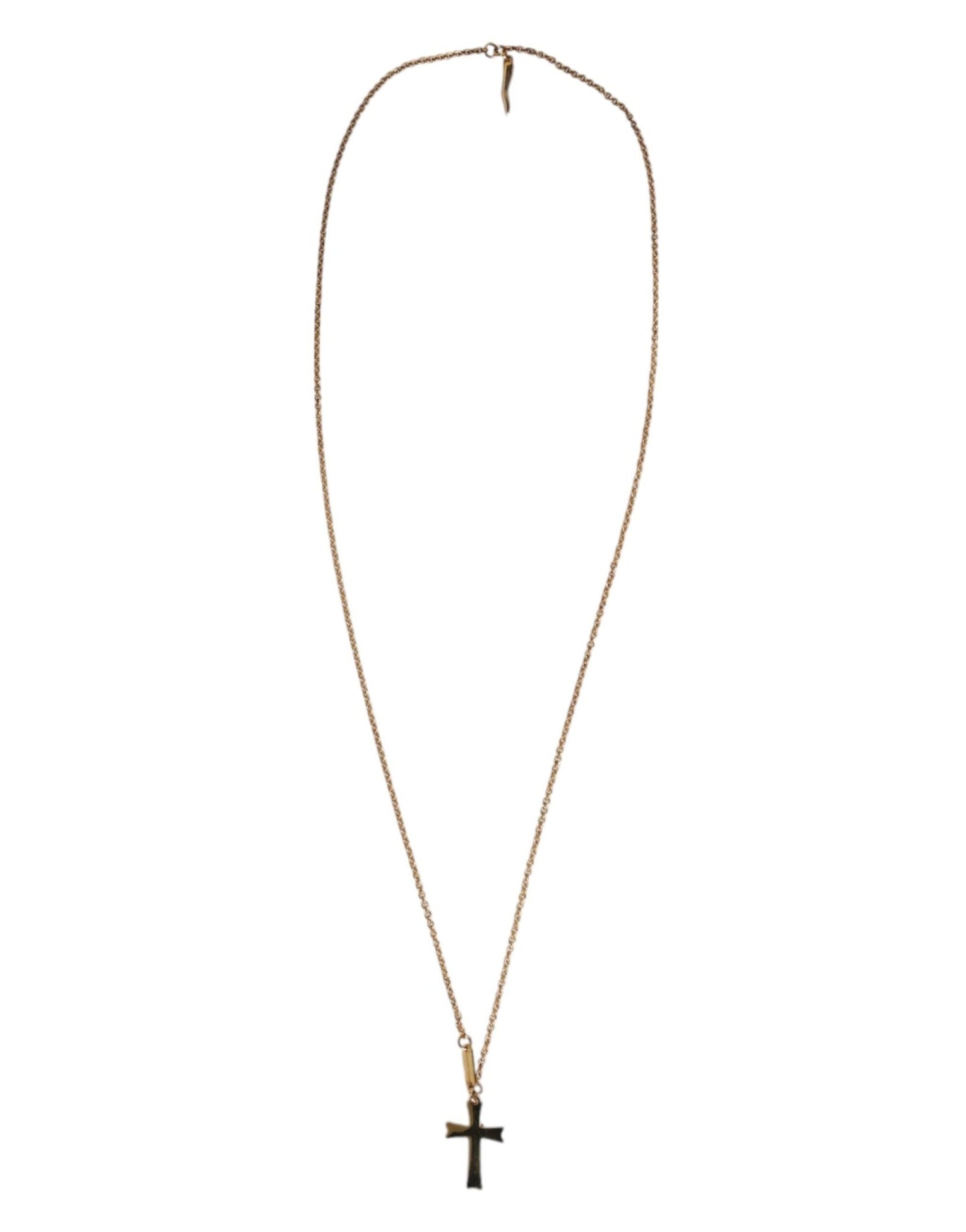 Dolce & Gabbana Gold Tone Brass Chain Religious Cross Pendant Necklace - Sandy Store ByNet