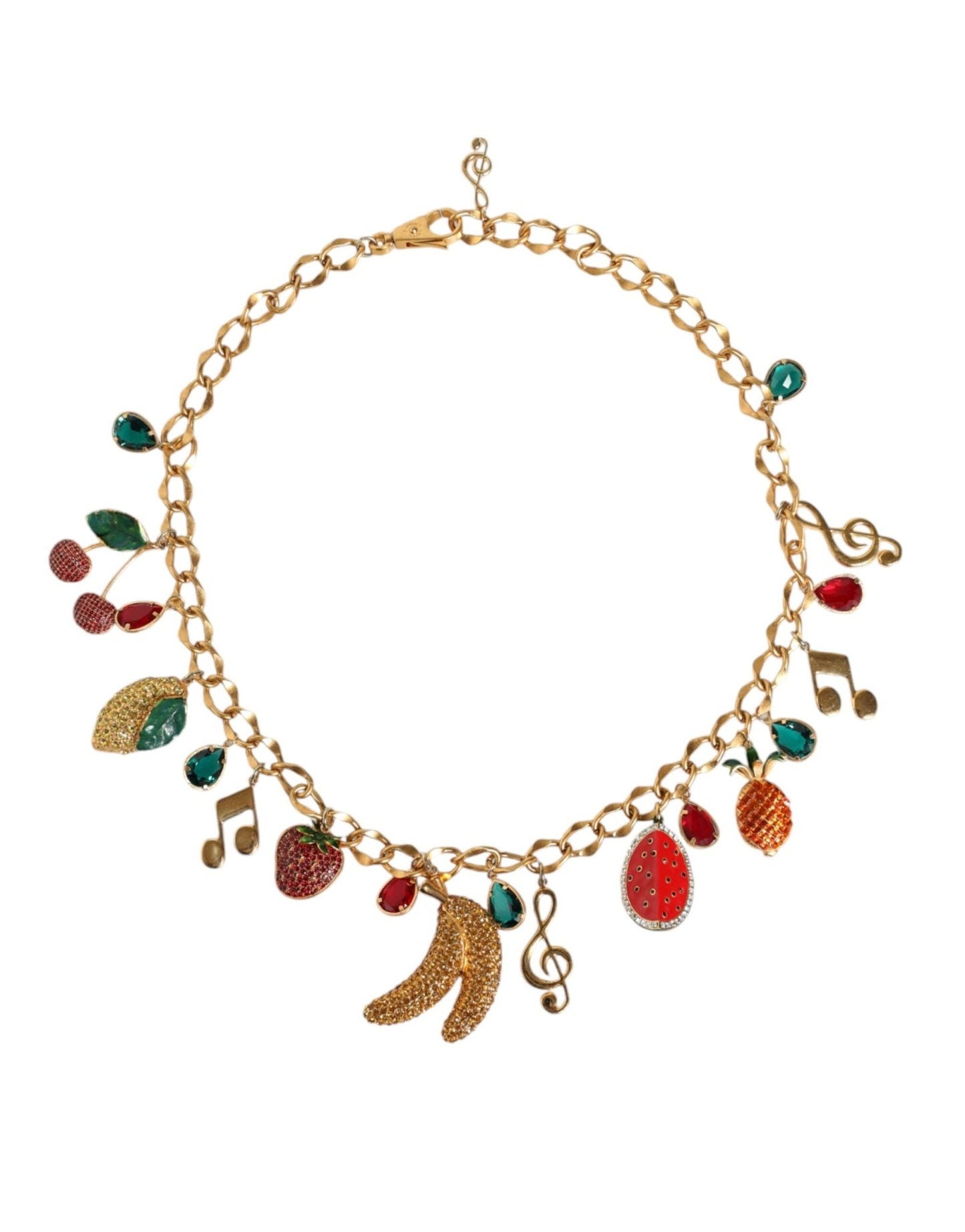 Dolce & Gabbana Gold Tone Brass Fruity Crystal Embellished Waist Chain Belt - Sandy Store ByNet