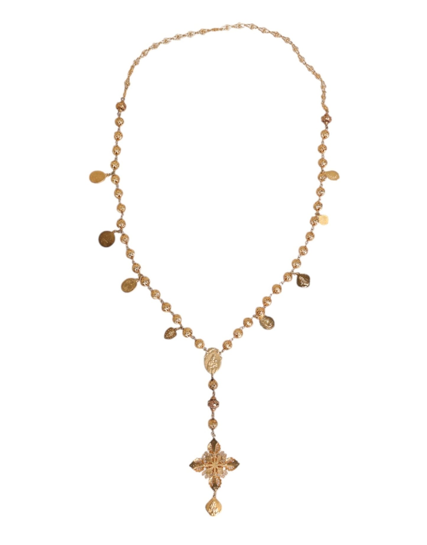 Dolce & Gabbana Gold Tone Chain Brass Beaded Statement Sicily Necklace - Sandy Store ByNet