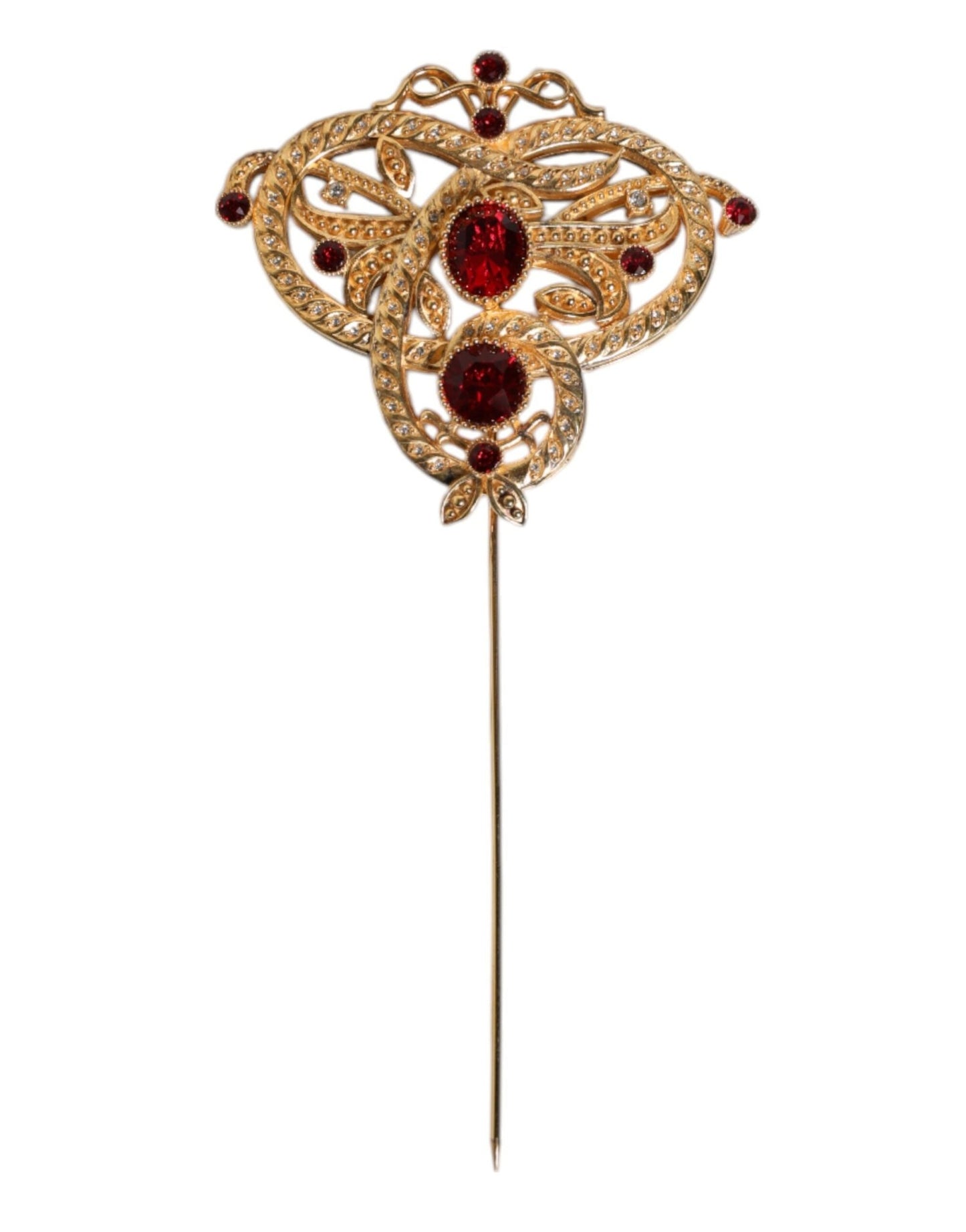 Dolce & Gabbana Gold Tone Red Crystal Embellish 925 Sterling Silver Pin – par Dolce & Gabbana | Disponible sur Sandy Store ByNet