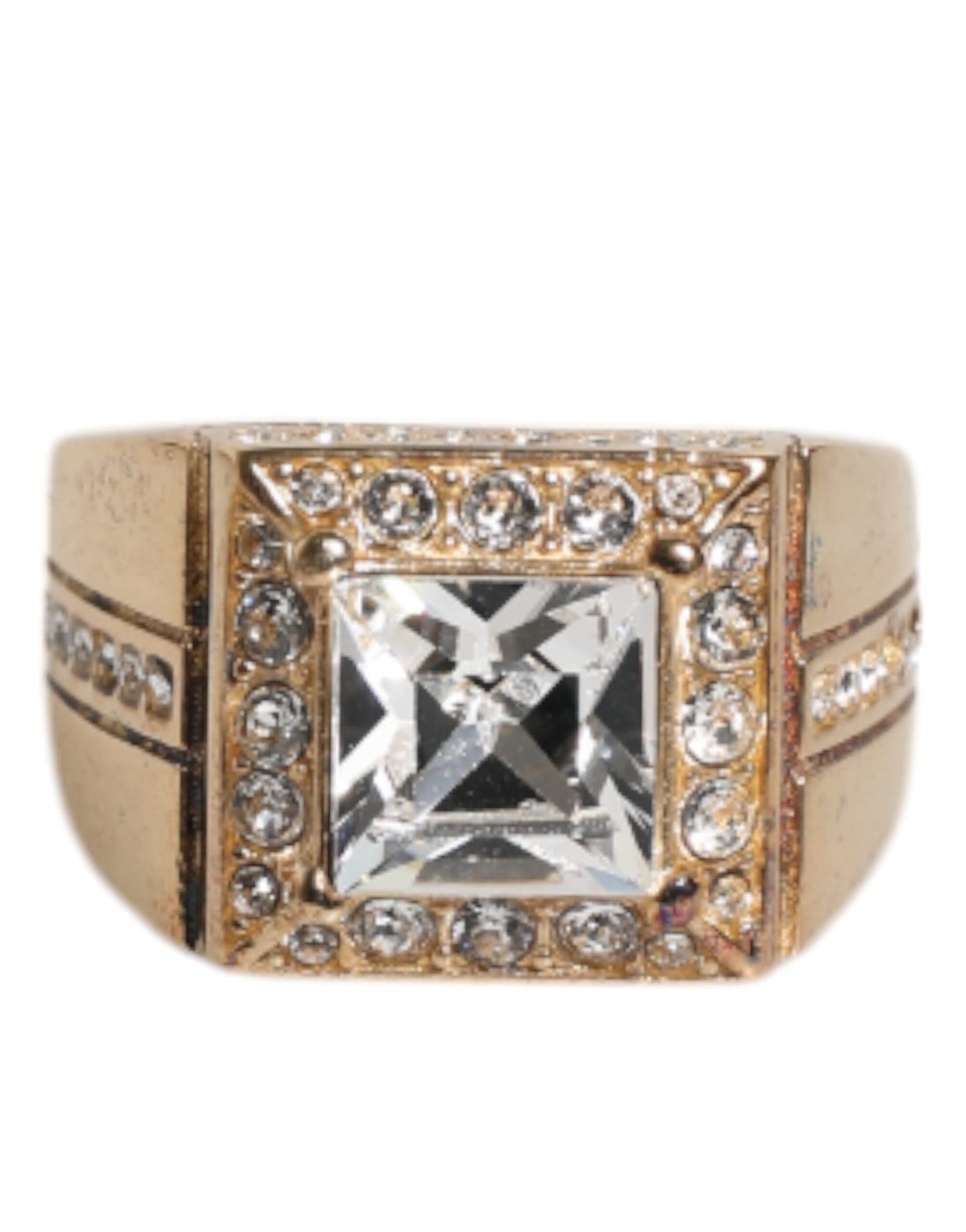 Dolce & Gabbana Gold Tone Sterling Silver 925 Crystals Ring – EU58 | US9 par Dolce & Gabbana | Disponible sur Sandy Store ByNet