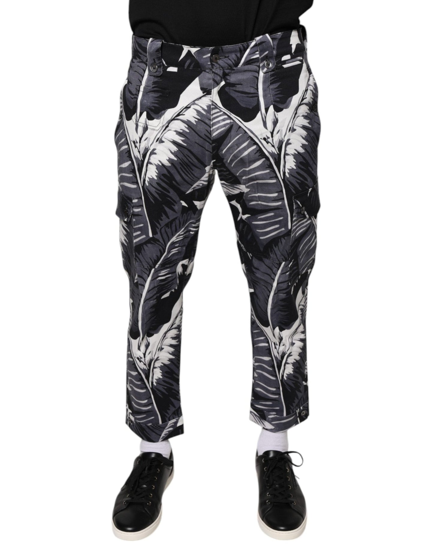 Dolce & Gabbana Gray Banana Leaf Cotton Stretch Capri Pants – IT46 | S par Dolce & Gabbana | Disponible sur Sandy Store ByNet