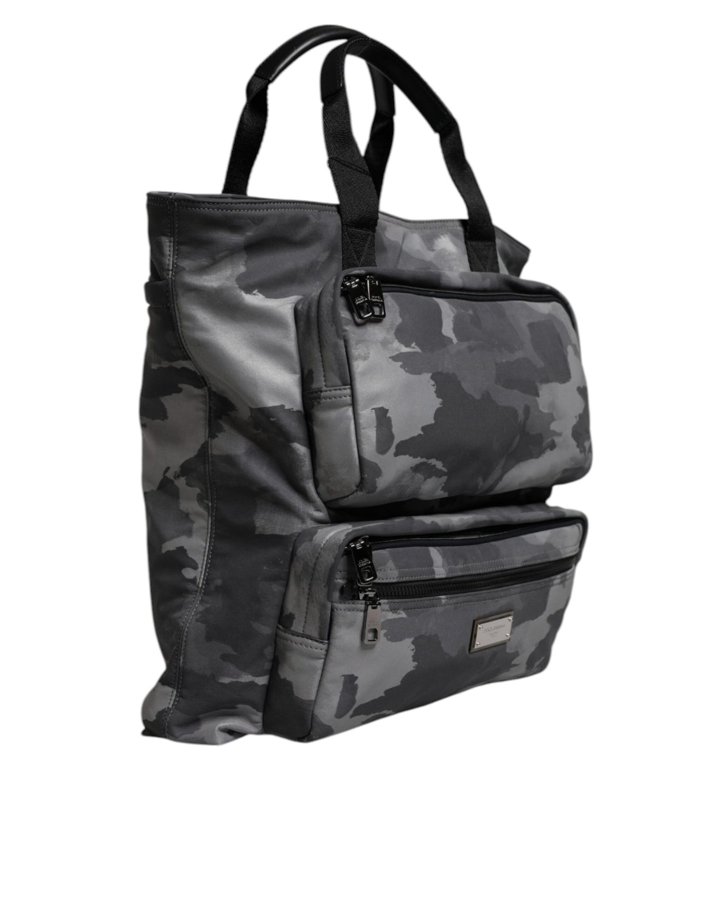 Dolce & Gabbana Gray Camo Cotton Multiple Compartments Tote Bag - Sandy Store ByNet