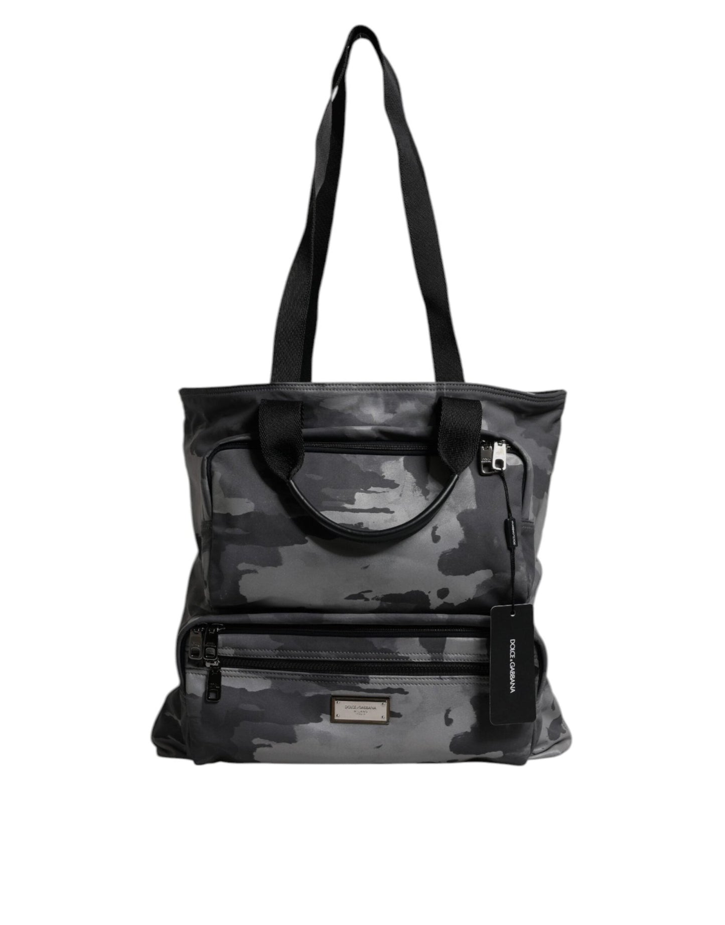 Dolce & Gabbana Gray Camo Cotton Multiple Compartments Tote Bag - Sandy Store ByNet