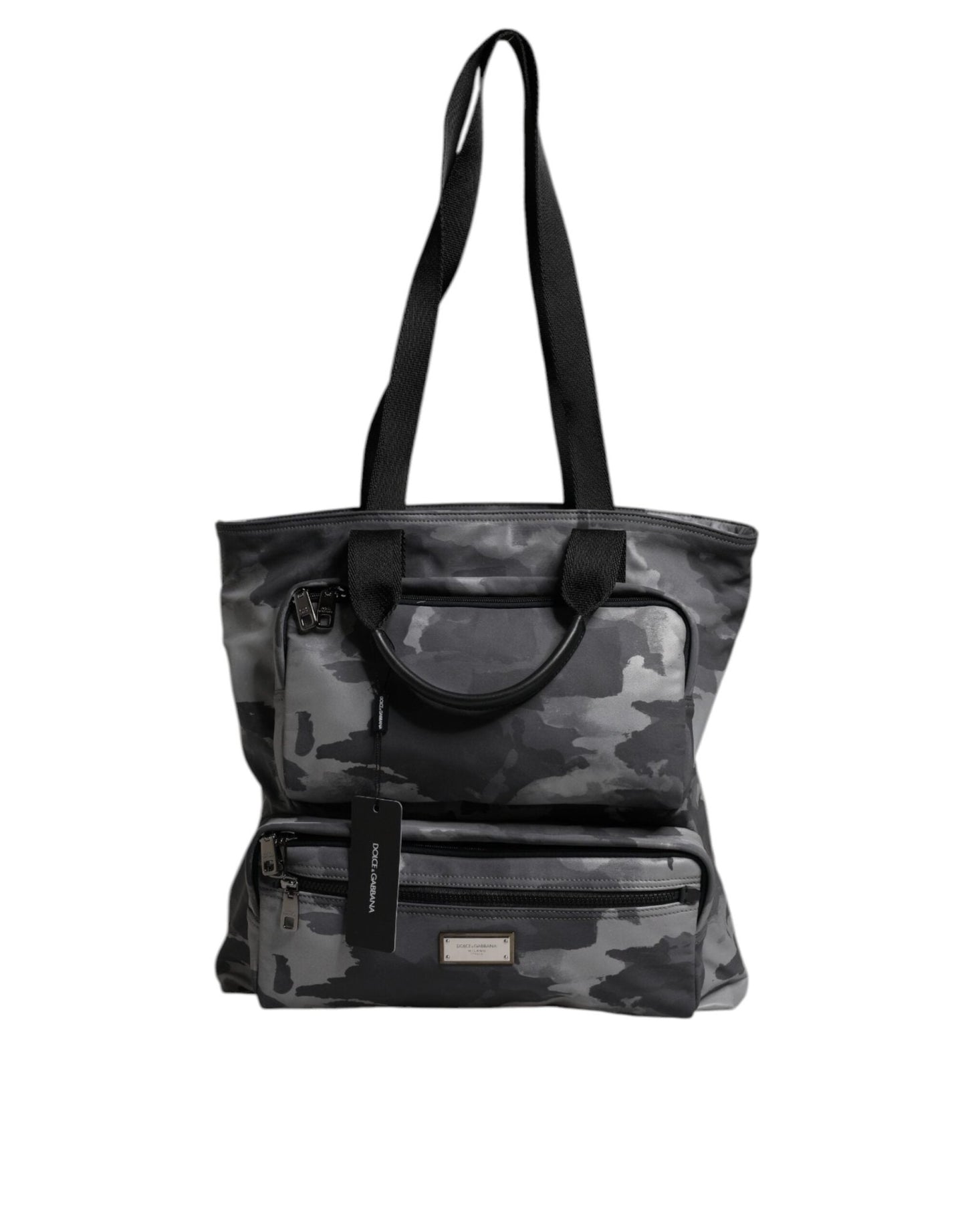 Dolce & Gabbana Gray Camo Cotton Multiple Compartments Tote Bag - Sandy Store ByNet