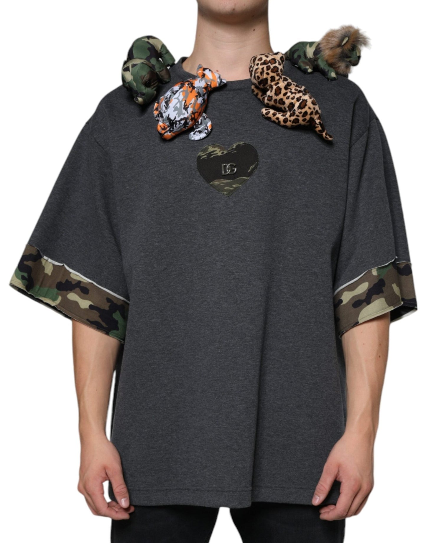 Dolce & Gabbana Gray Camouflage Animal Stuff Cotton T-shirt – IT52 | XL par Dolce & Gabbana | Disponible sur Sandy Store ByNet