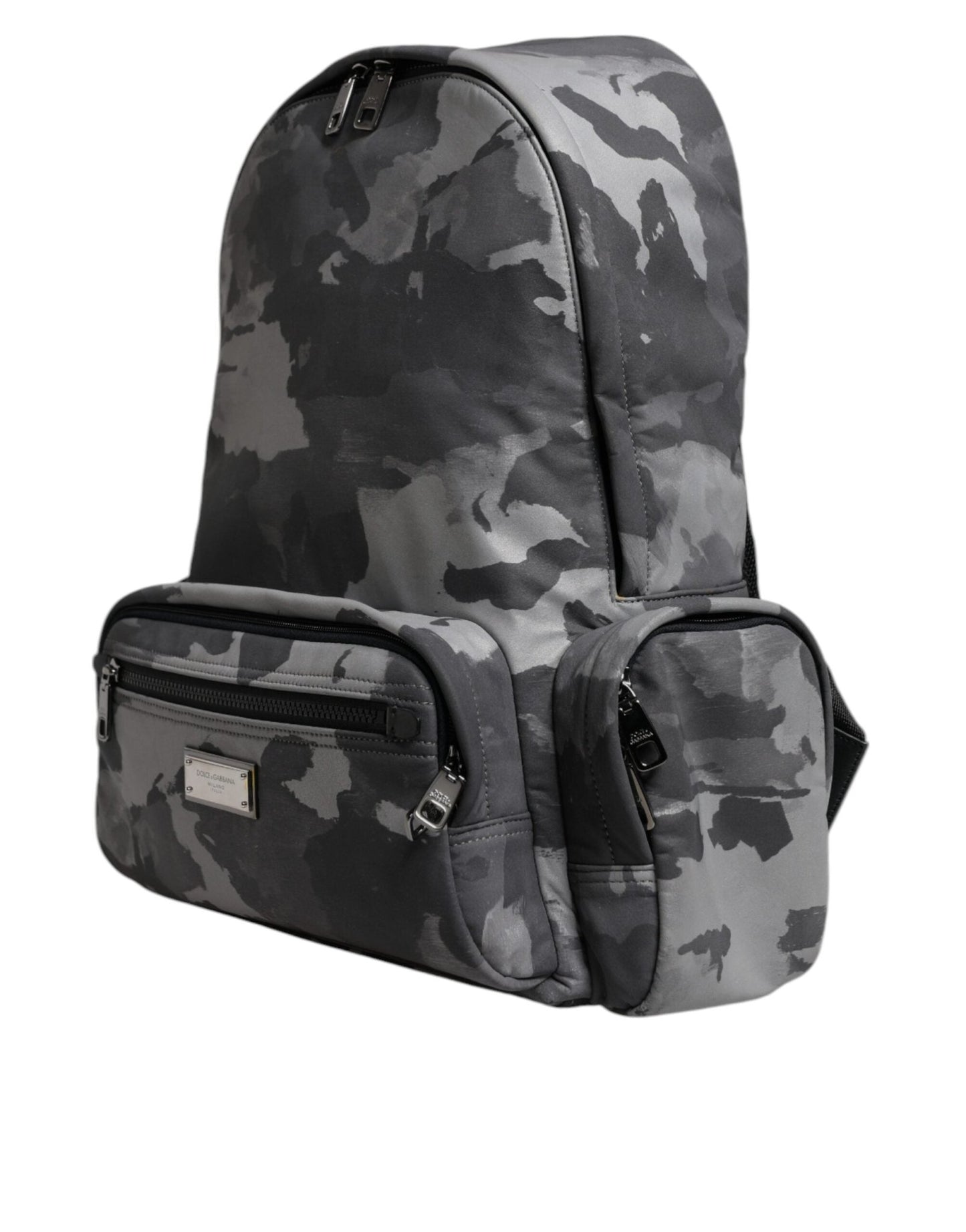Dolce & Gabbana Gray Cotton Camouflage Logo Plaque Backpack Bag - Sandy Store ByNet