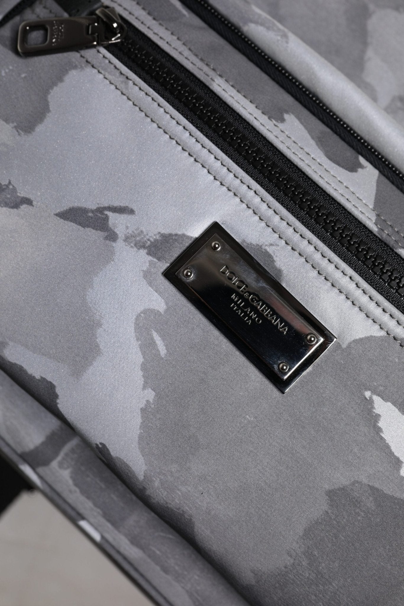 Dolce & Gabbana Gray Cotton Camouflage Logo Plaque Backpack Bag - Sandy Store ByNet