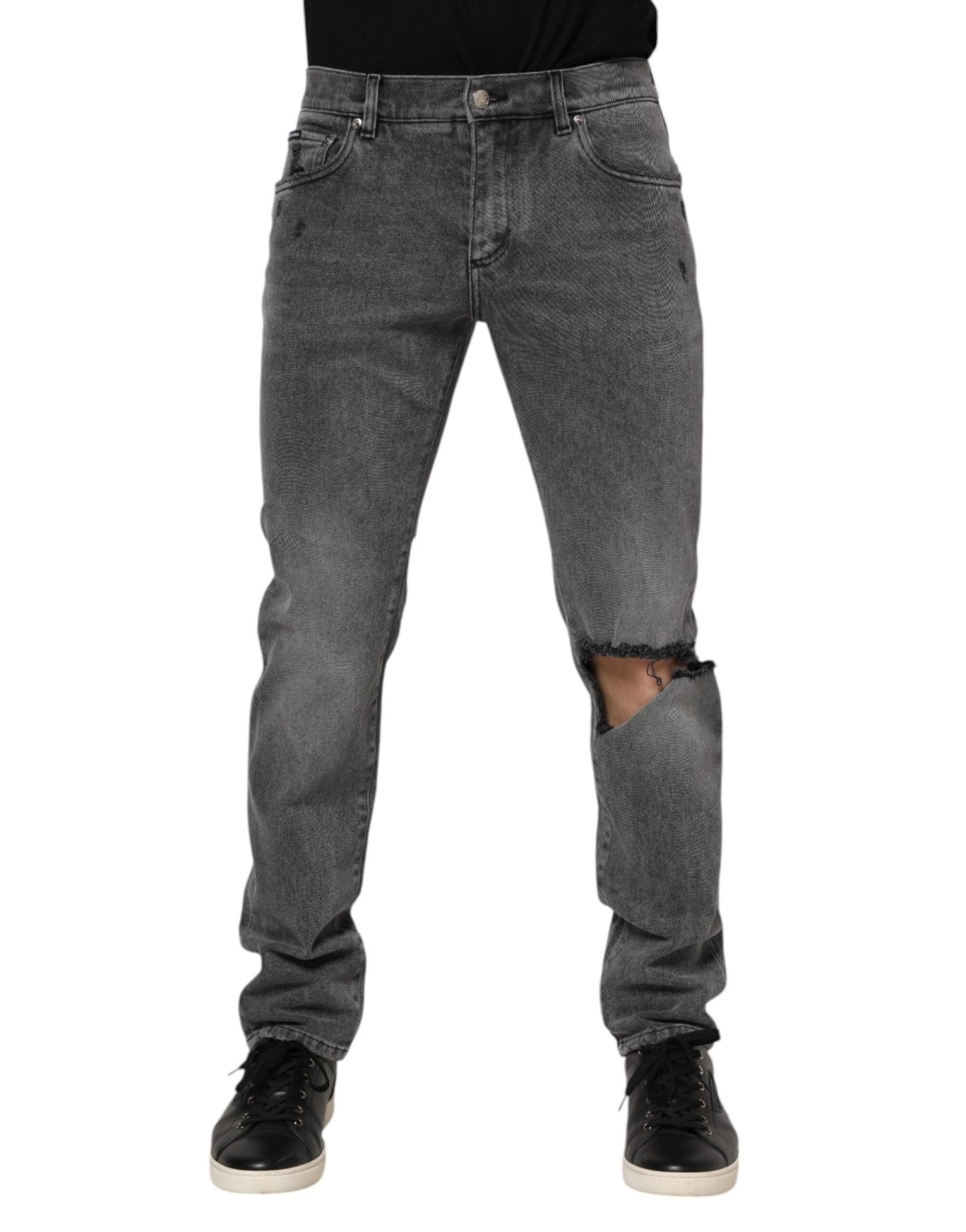 Dolce & Gabbana Gray Cotton Logo Plaque Denim Jeans – IT48 | M par Dolce & Gabbana | Disponible sur Sandy Store ByNet