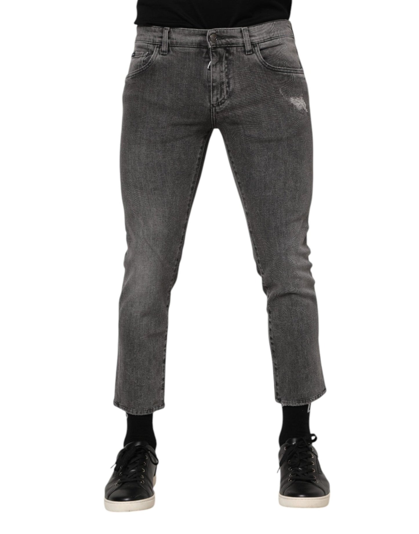 Dolce & Gabbana Gray Cotton Logo Plaque Men Denim Jeans – IT46 | S par Dolce & Gabbana | Disponible sur Sandy Store ByNet