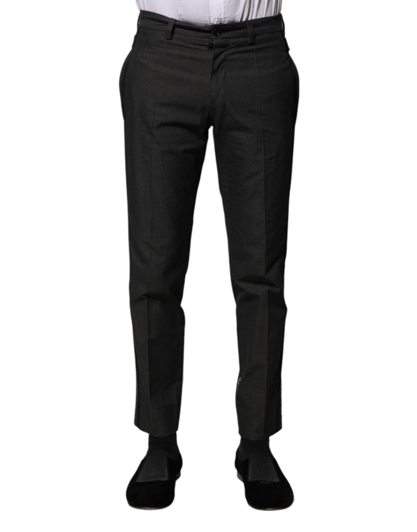 Dolce & Gabbana Gray Cotton Patterned Formal Pants – IT44 | XS par Dolce & Gabbana | Disponible sur Sandy Store ByNet