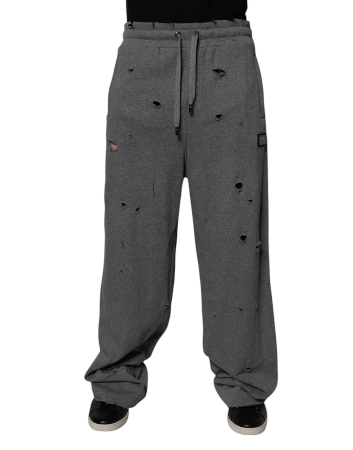Dolce & Gabbana Gray Cotton RipStyle Straight Sweatpants Pants – IT48 | M par Dolce & Gabbana | Disponible sur Sandy Store ByNet
