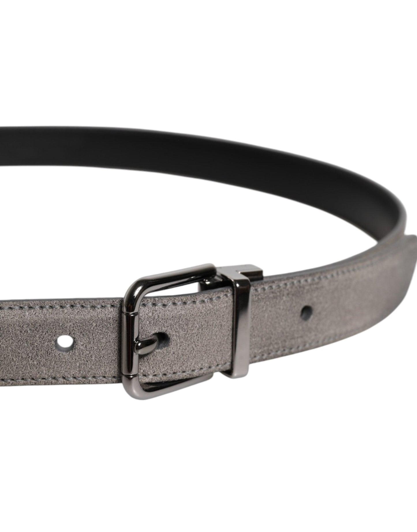 Dolce & Gabbana Gray Leather Silver Tone Metal Buckle Belt - Sandy Store ByNet